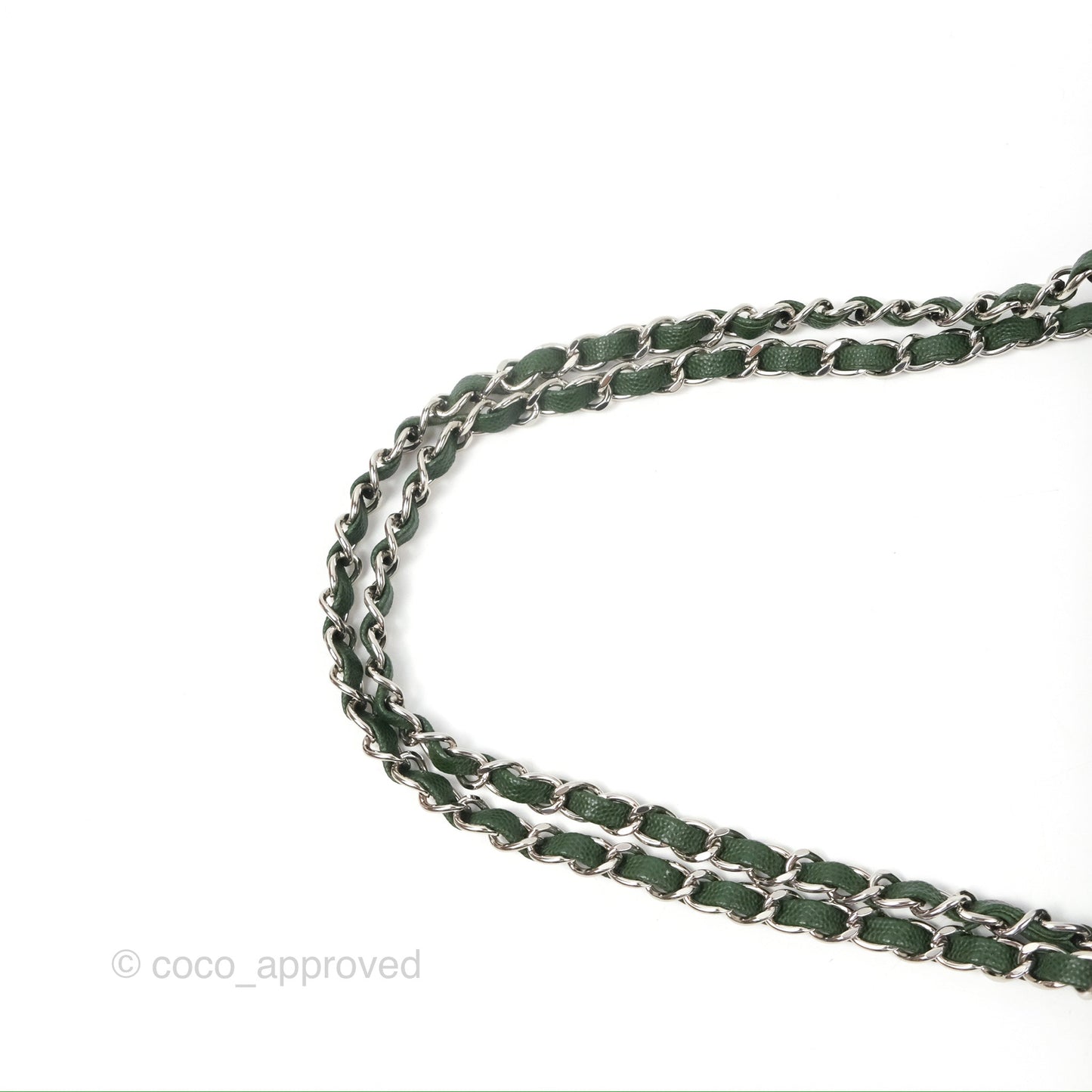 Chanel Classic M/L Medium Flap Quilted Dark Green Caviar Silver Hardware
