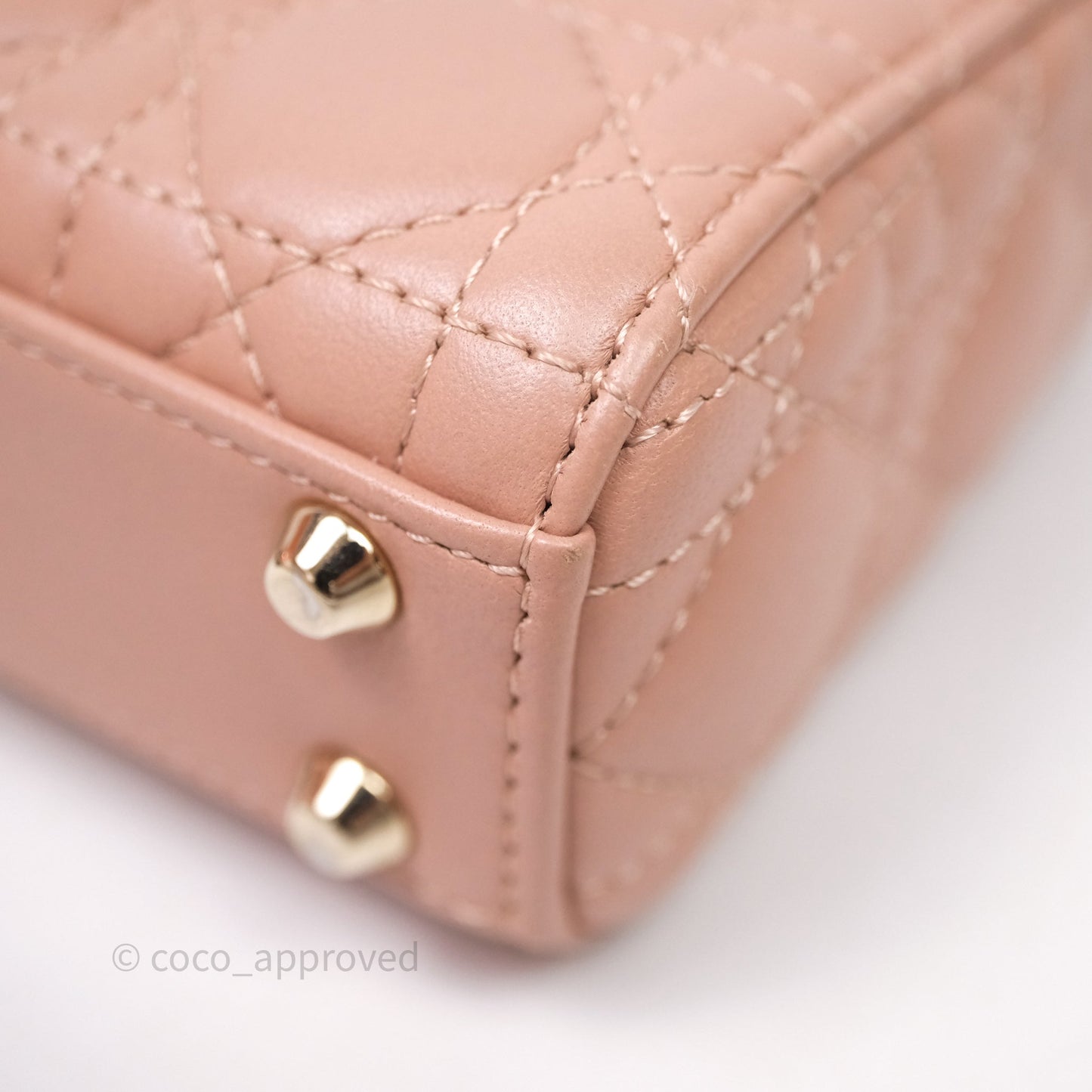 Christian Dior Micro Lady Dior Pink Beige Cannage Calfskin Gold Hardware
