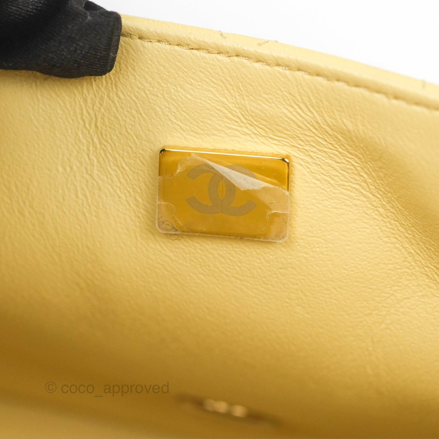 Chanel Mini Square Quilted Yellow Lambskin Gold Hardware