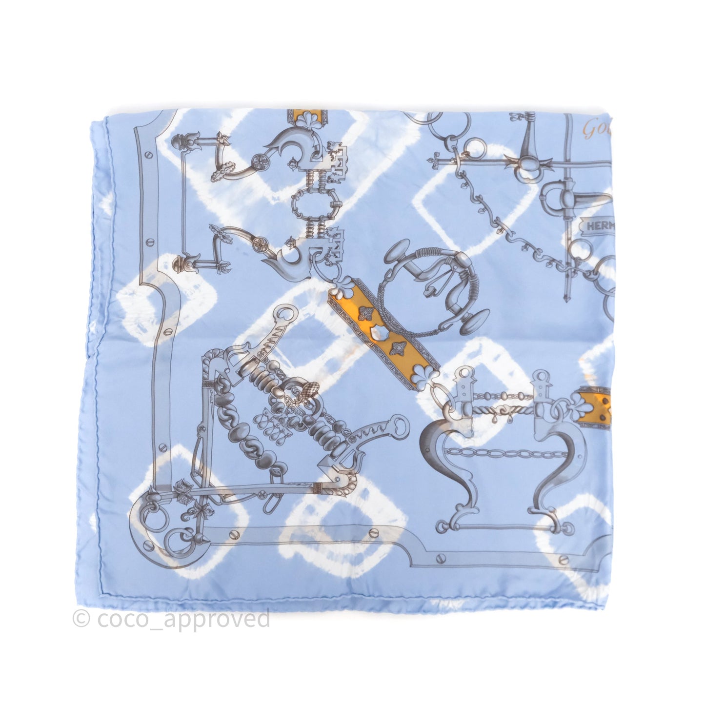 Hermès Mors et Gourmettes Scarf Light Blue