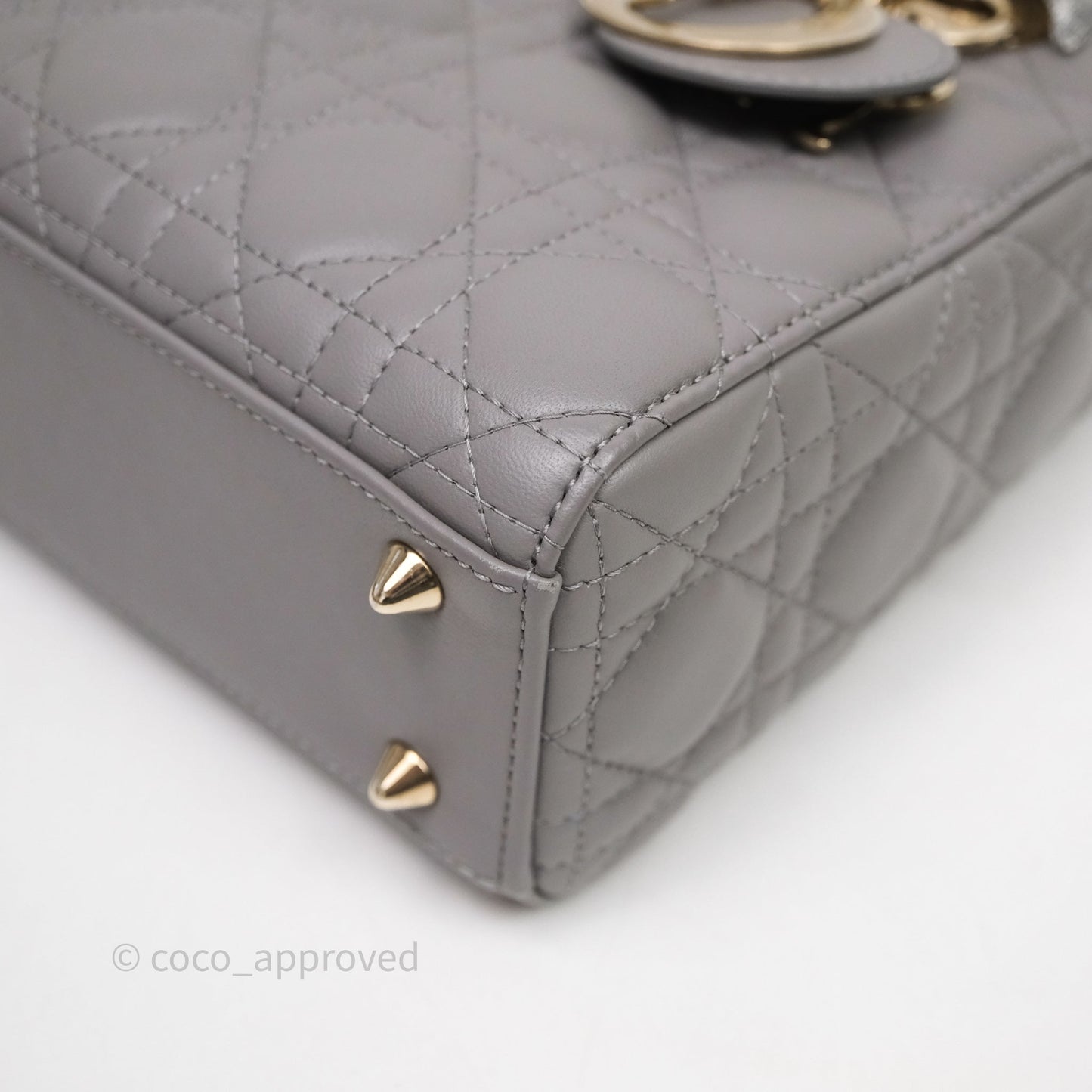 Christian Dior Small Lady Dior Grey Lambskin Gold Hardware