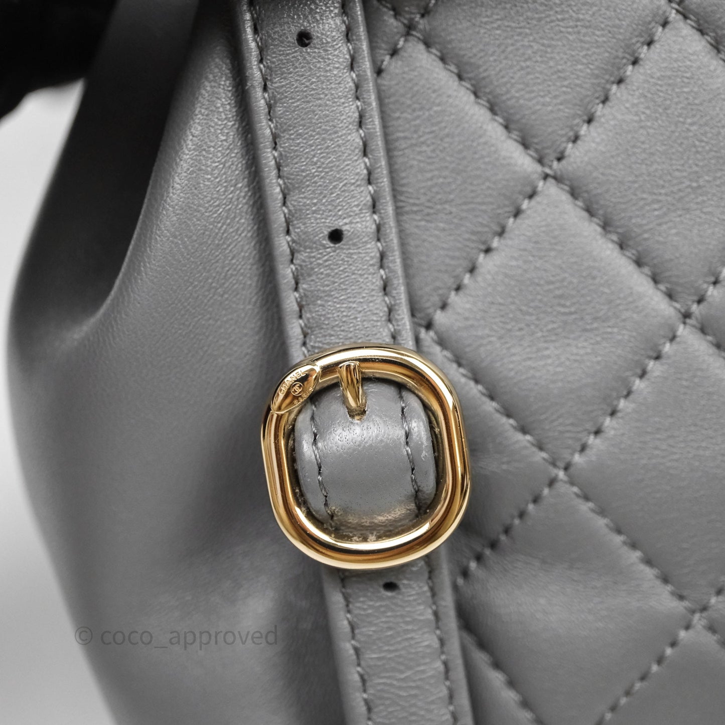 Chanel Small Duma Drawstring Backpack Grey Lambskin Gold Hardware
