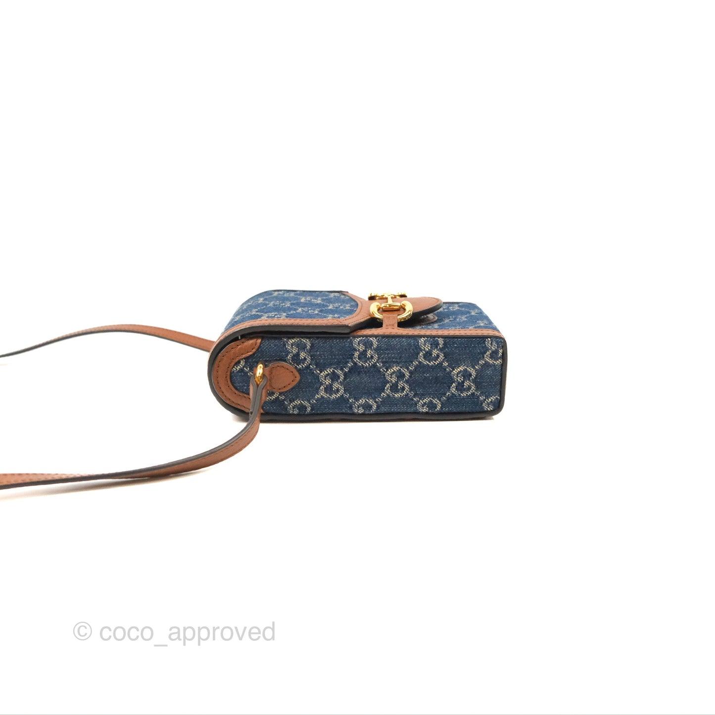 Gucci Horsebit 1955 Mini Bag GG Denim/ Brown Leather
