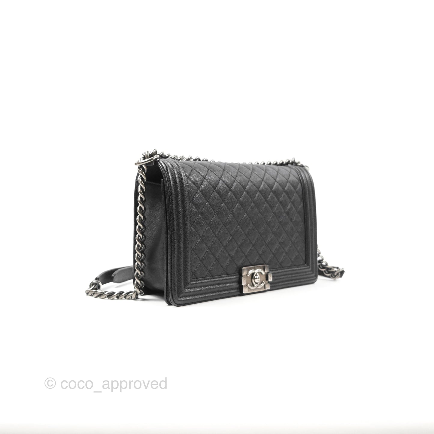 Chanel Quilted New Medium Boy Black Caviar Ruthenium Hardware