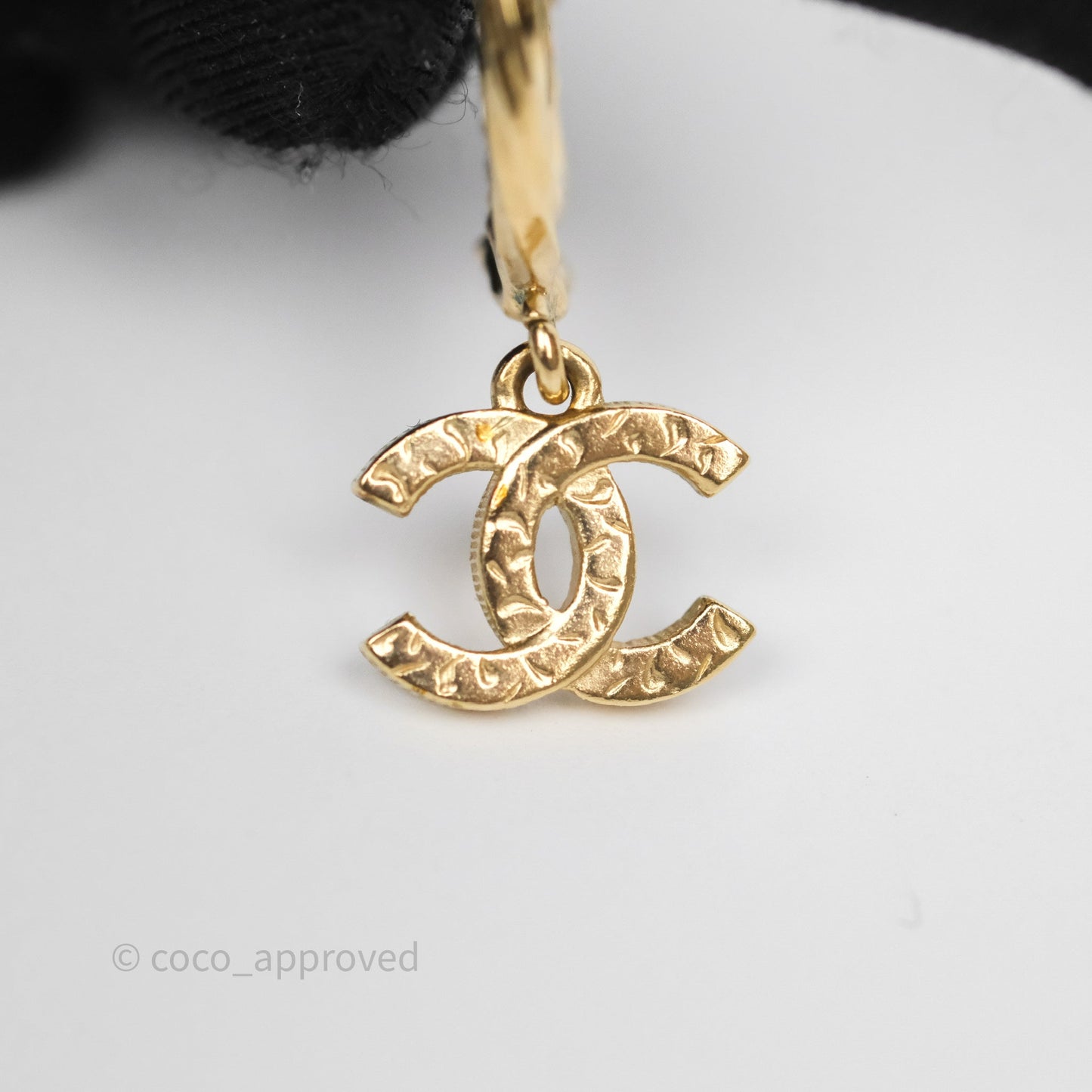 Chanel CC Crystal Hoop Earrings Gold Tone 23V
