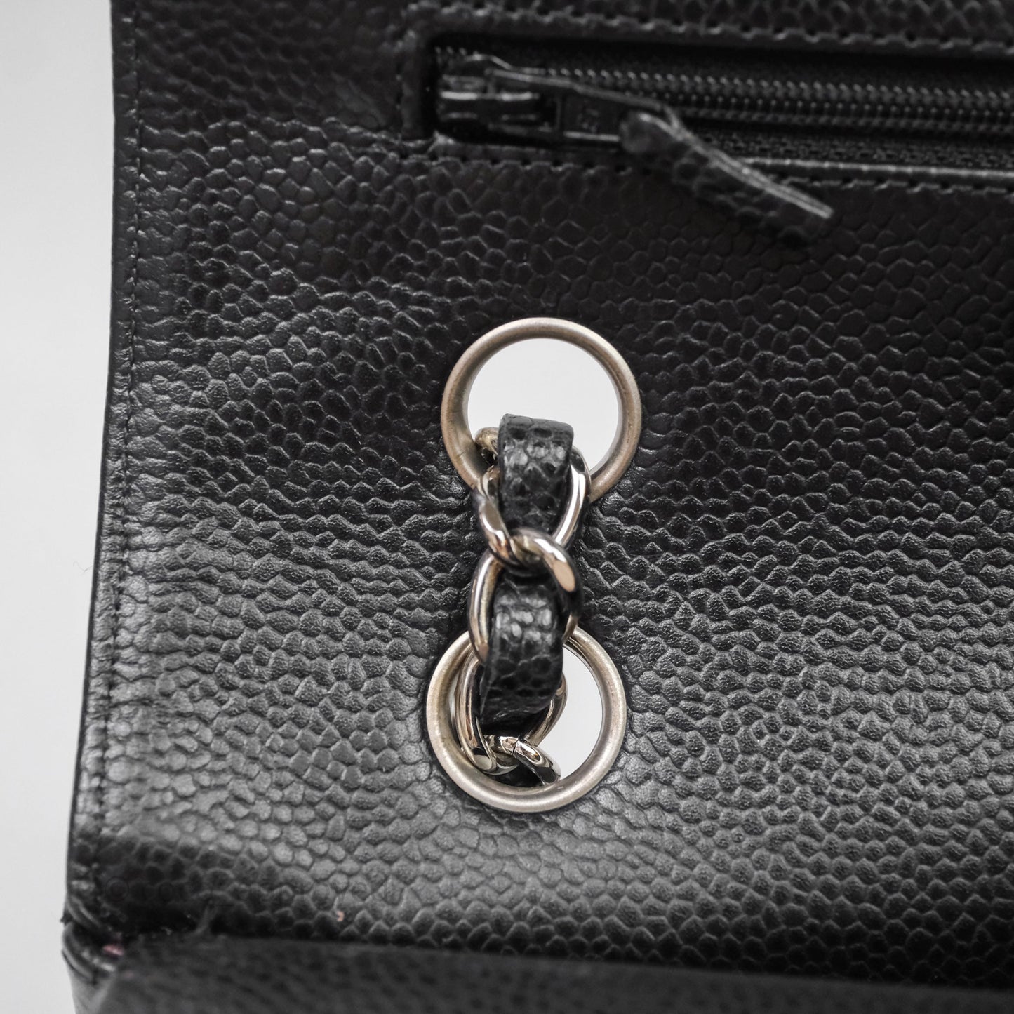 Chanel Classic M/L Medium Flap Quilted Black Caviar Silver Hardware