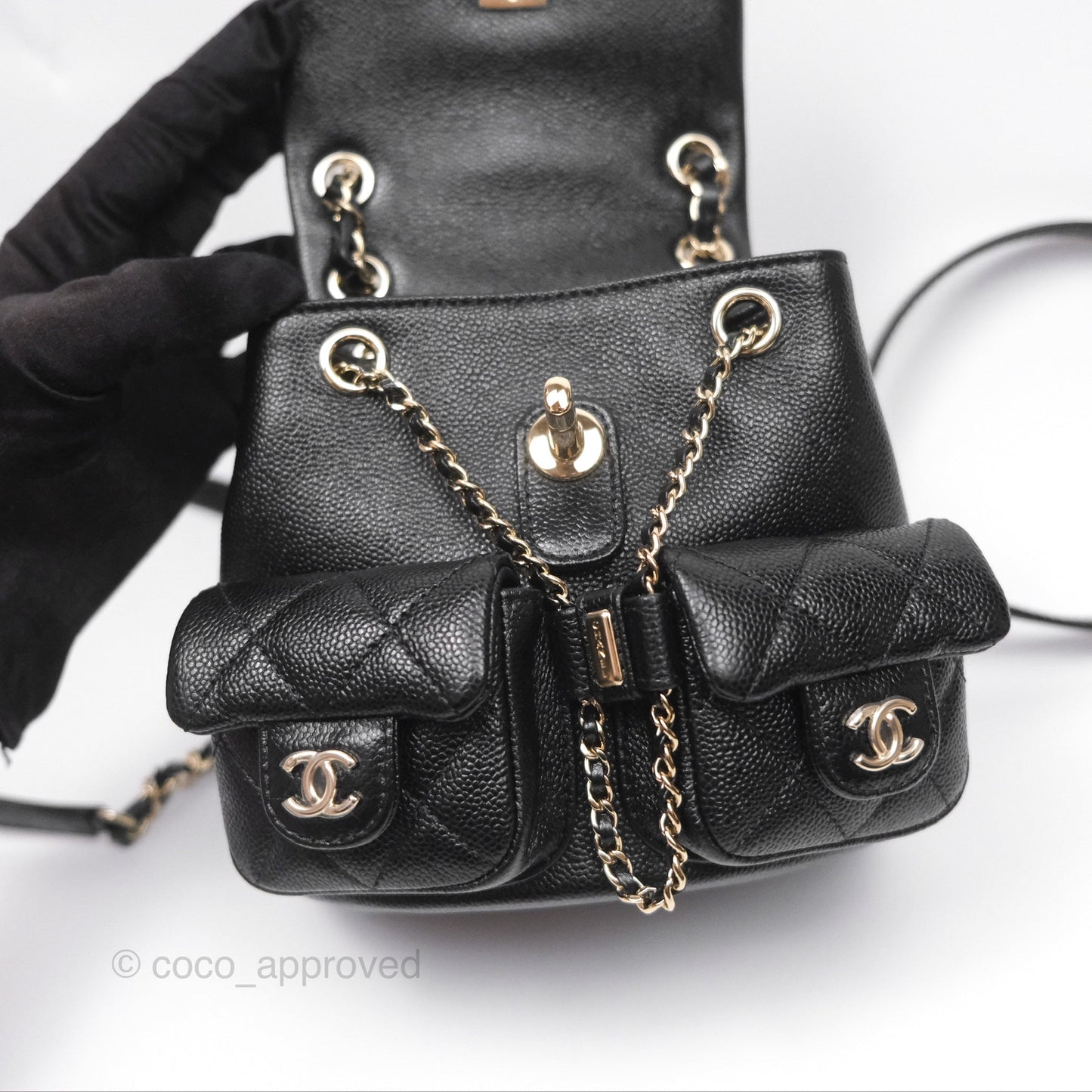 Chanel Duma Backpack Small Black Caviar Gold Hardware