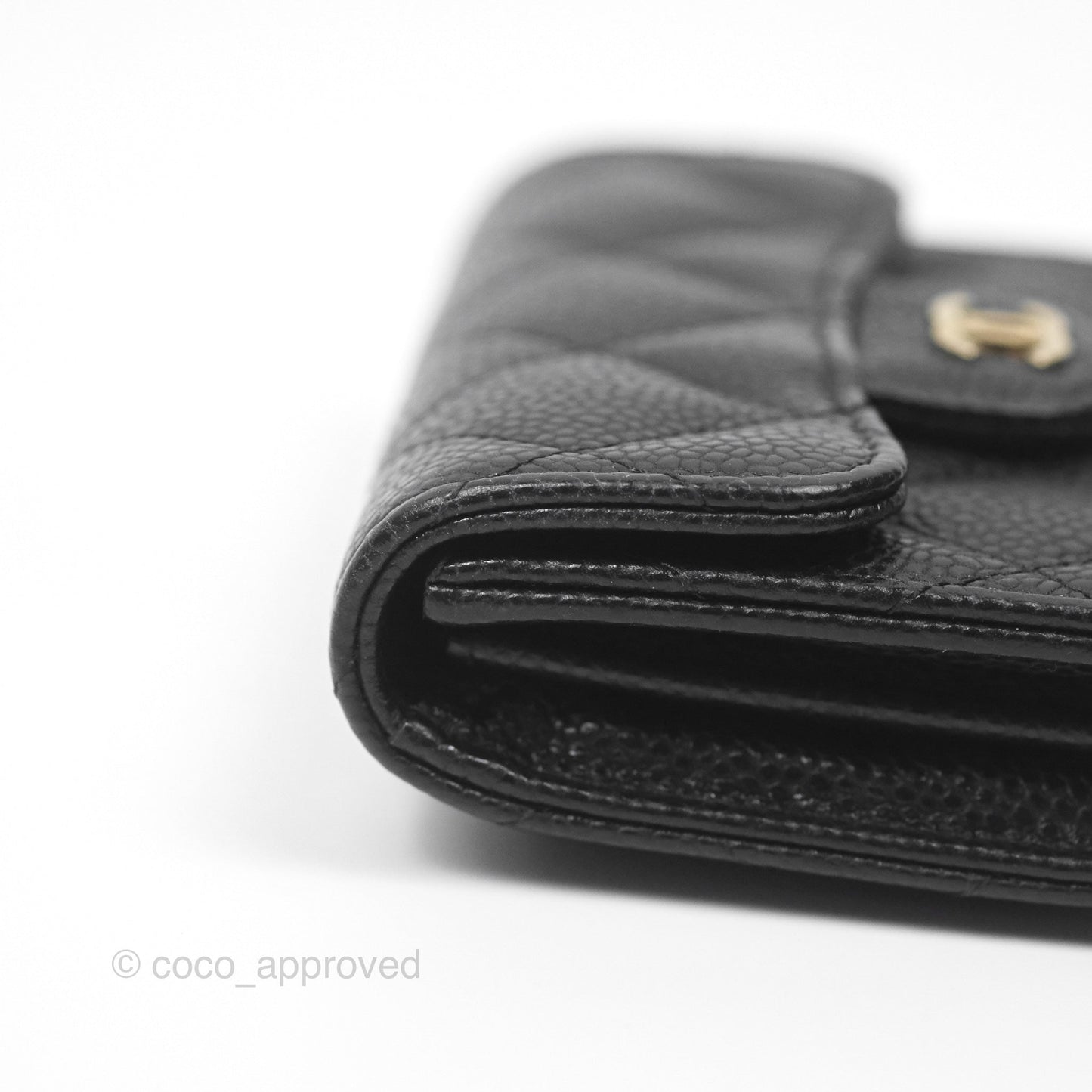 Chanel Caviar Quilted Flap Card Holder Black Gold Hardware