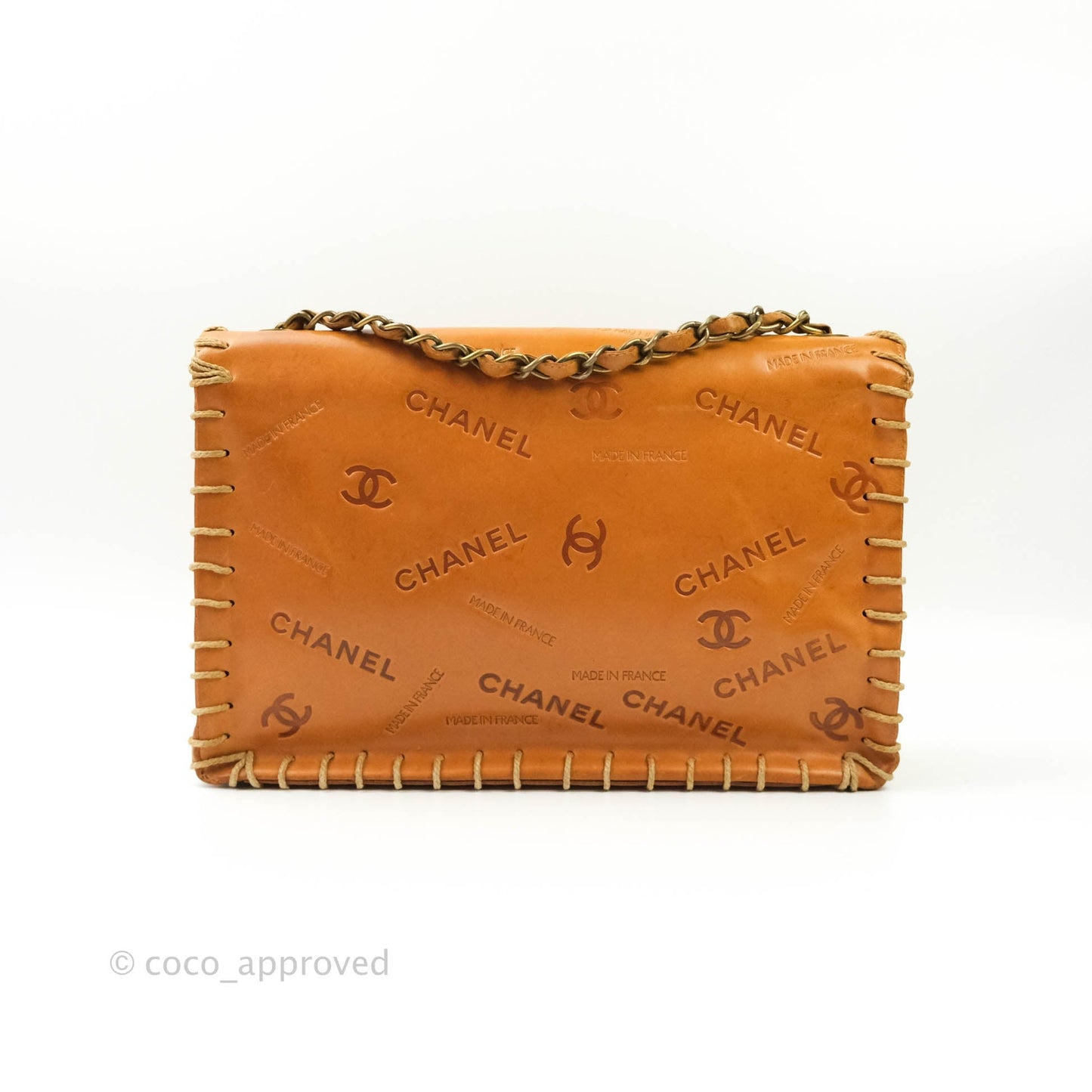 Chanel Embossed Leather XL Jumbo Flap Tan Antique Gold Hardware
