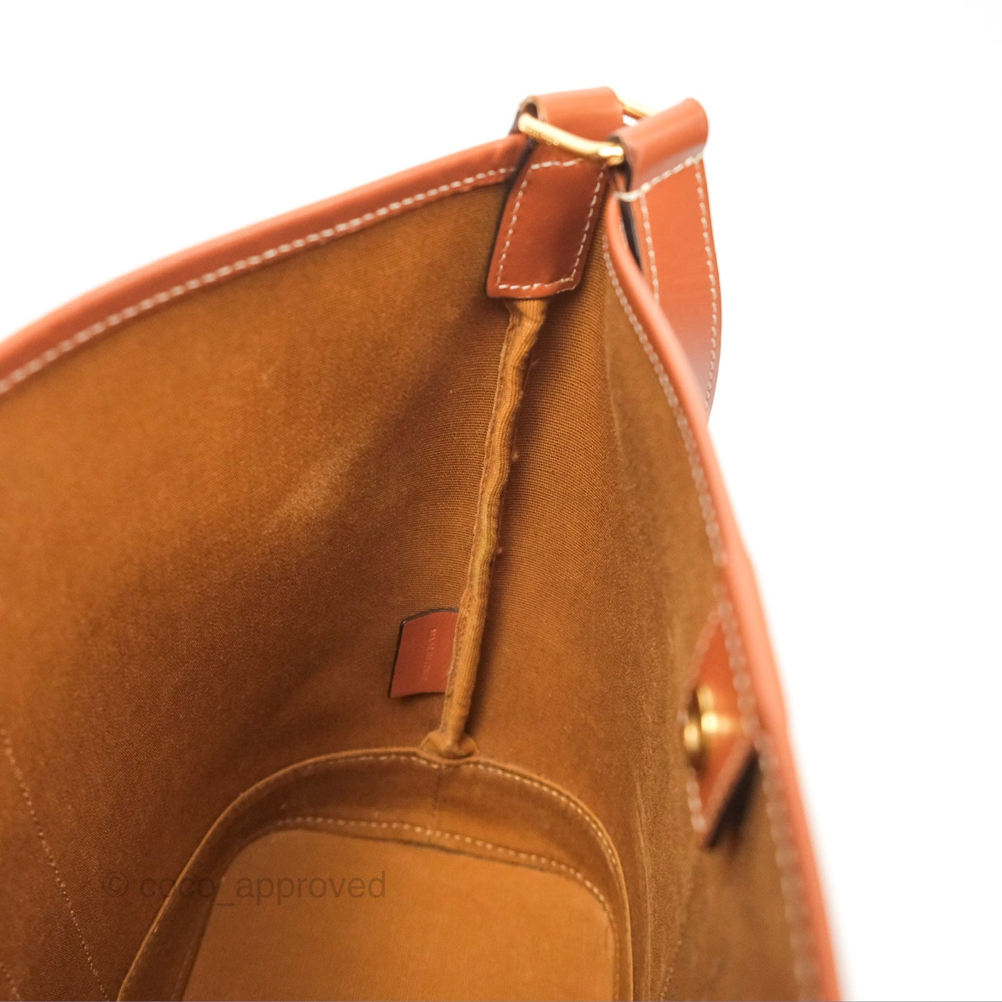 Celine Small Bucket Triomphe Canvas Tan Calfskin