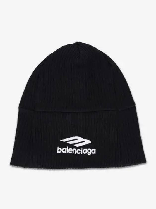 Luxury Balenciaga Logo Beanie Black