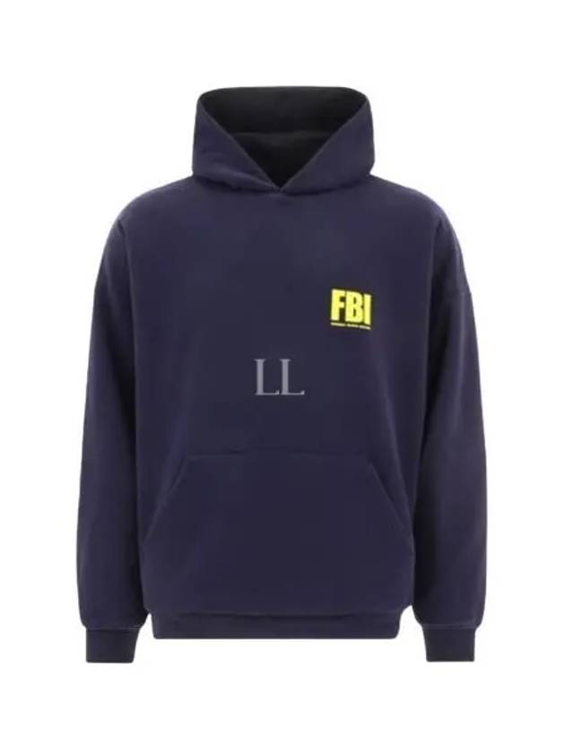 Luxury Balenciaga FBI Logo Reversible Hoodie Navy