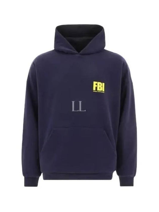 Luxury Balenciaga FBI Logo Reversible Hoodie Navy
