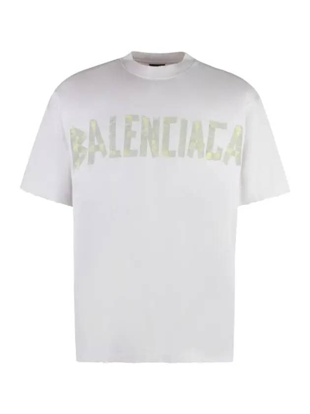 Luxury Balenciaga Tape Type Logo Medium Fit Short Sleeve T-Shirt White