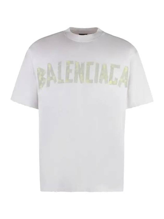 Luxury Balenciaga Tape Type Logo Medium Fit Short Sleeve T-Shirt White