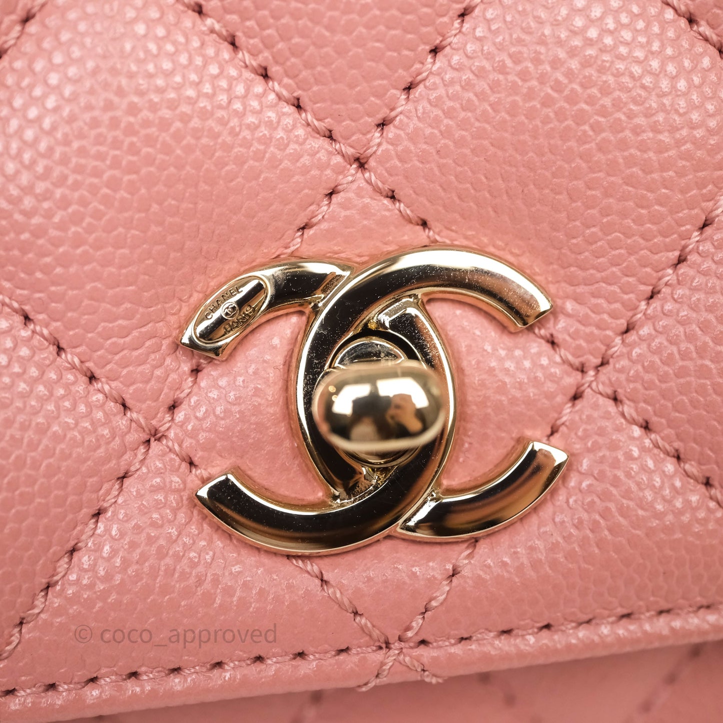 Chanel Small Coco Handle Quilted Pink Caviar Gold Hardware