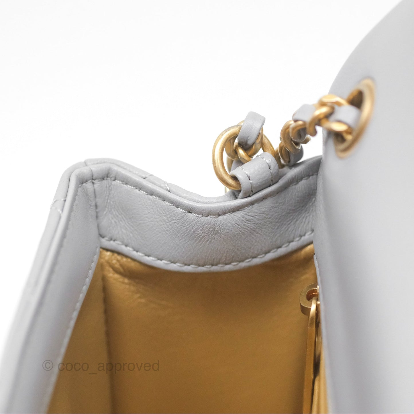 Chanel Mini Rectangular Pearl Crush Grey Lambskin Aged Gold Hardware