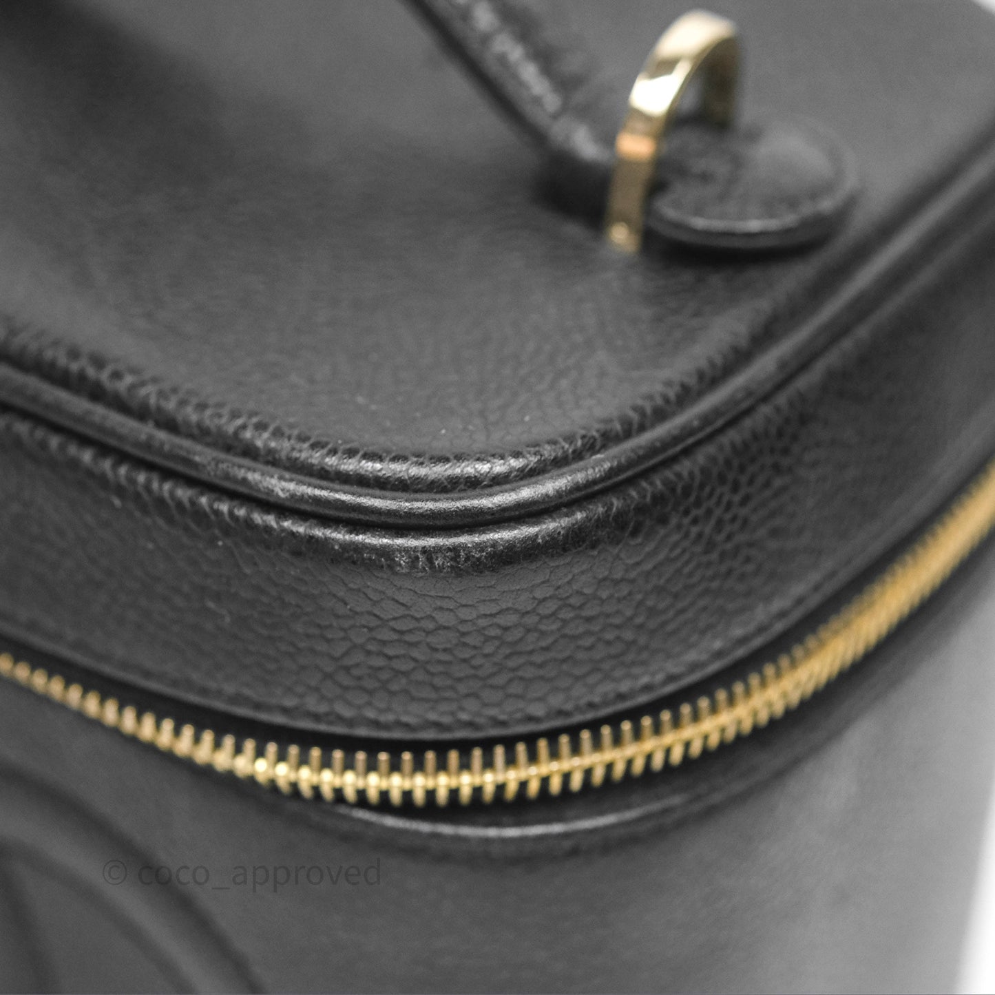 Chanel Vintage Vanity Case Black Caviar Gold Hardware