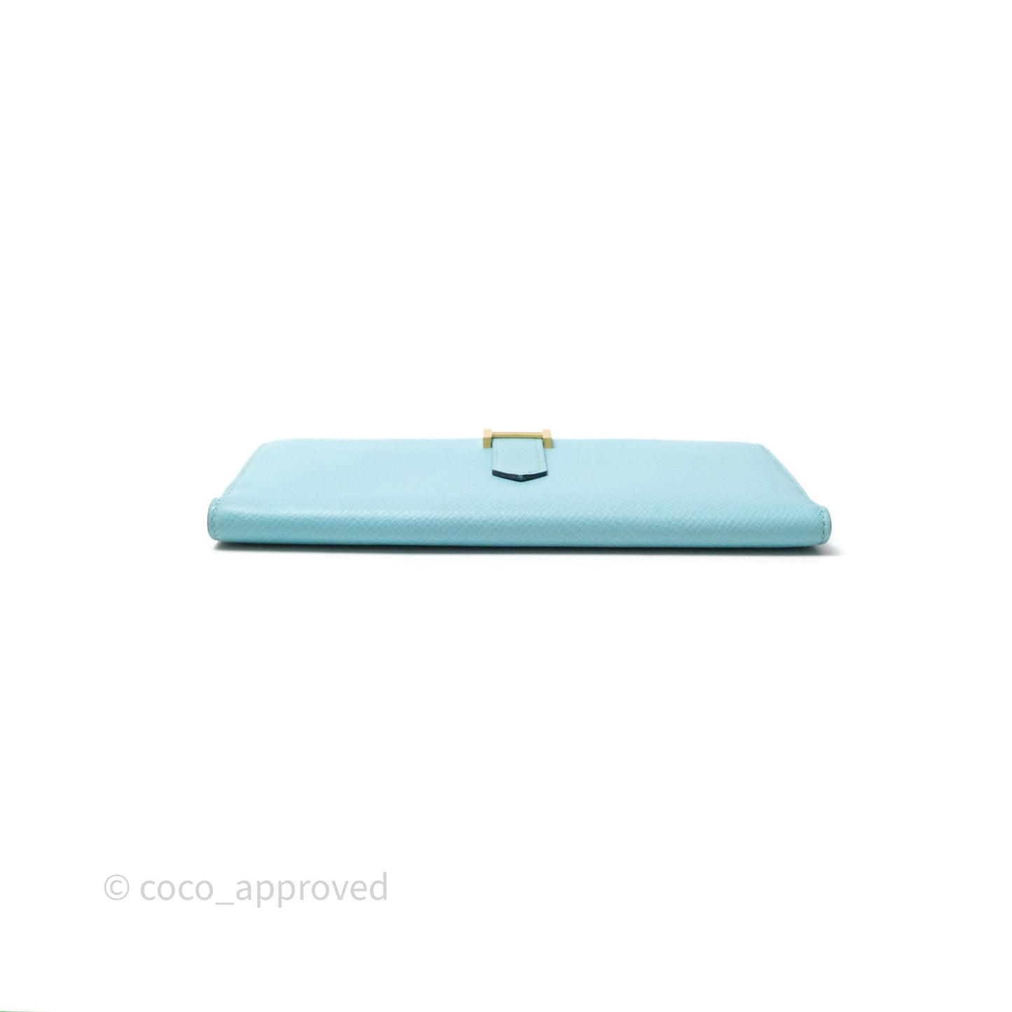 Hermès Bearn Long Wallet Bleu Atoll 3P Epsom Gold Hardware