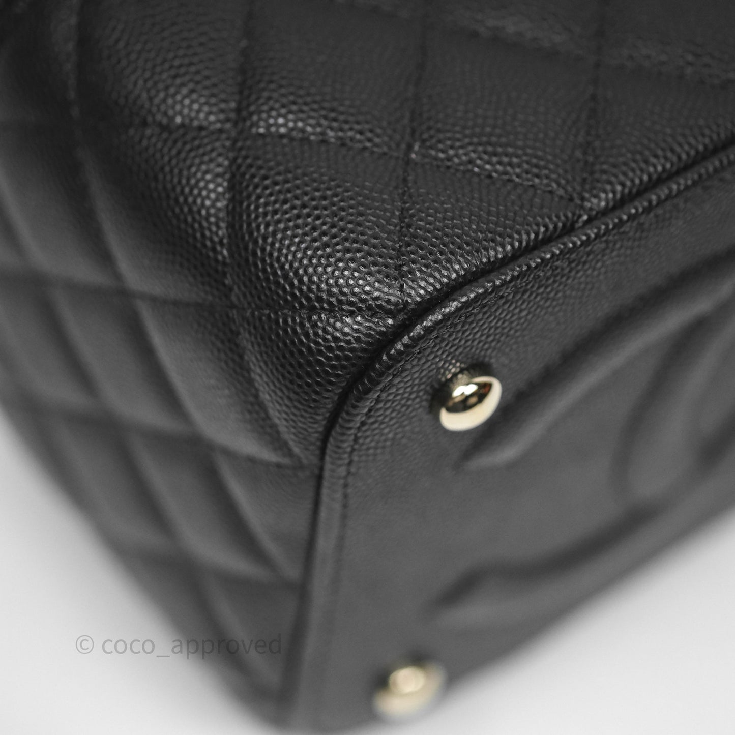 Chanel Quilted Top Handle Vanity Case Black Caviar Gold Hardware