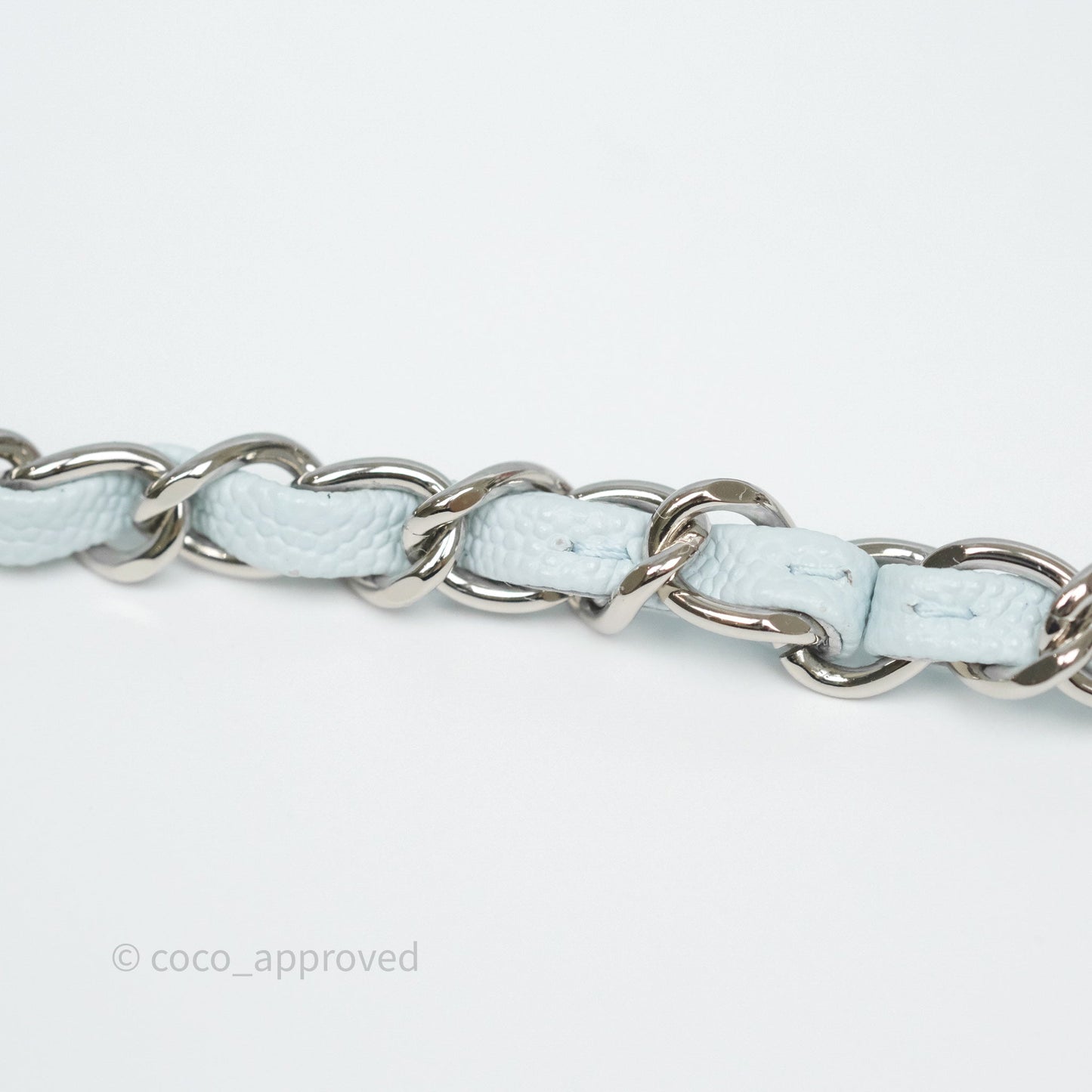Chanel Classic M/L Medium Flap Quilted Light Blue Caviar Silver Hardware 21K
