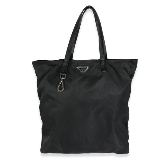 Luxury PradaBlack Nylon Logo Shopper Tote