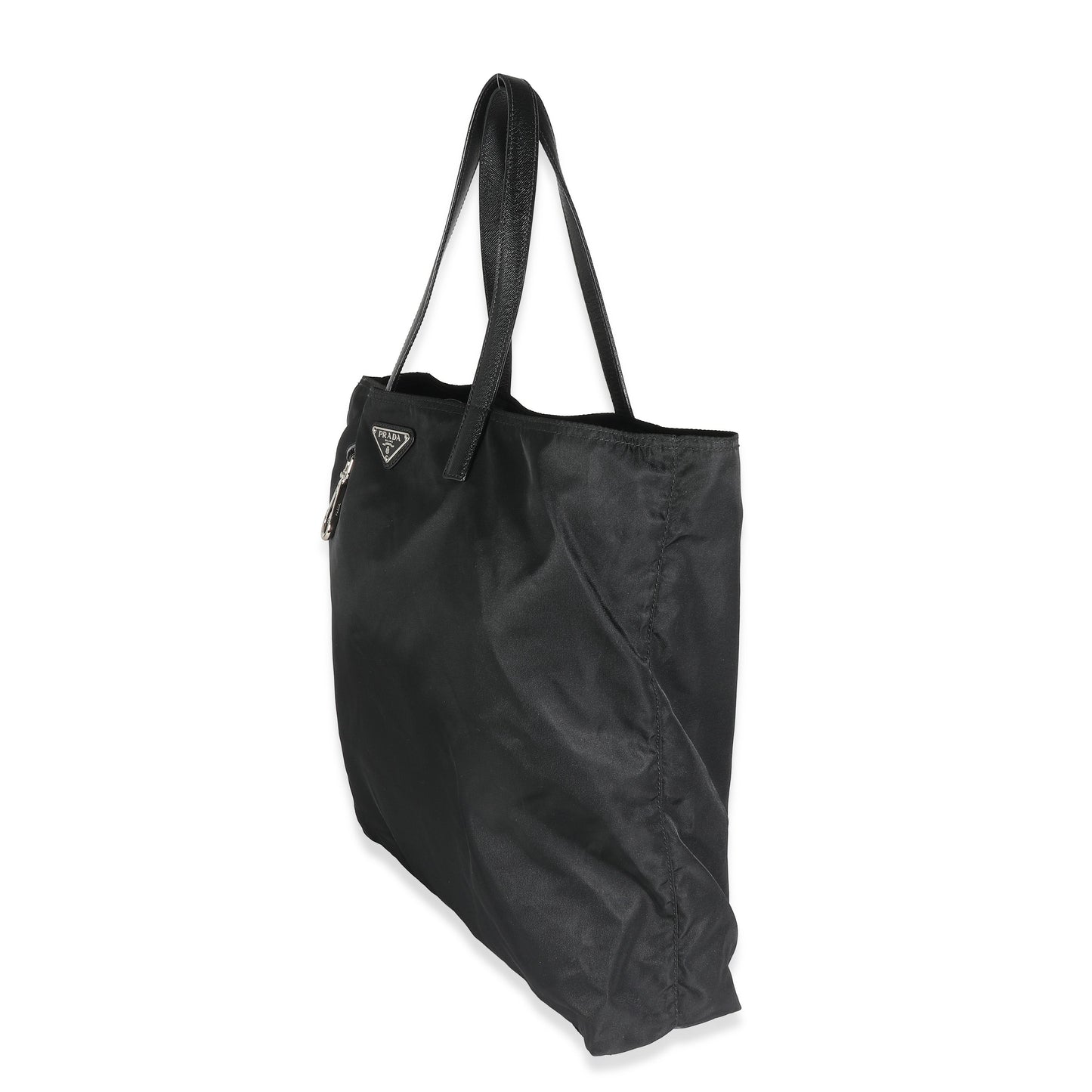 Luxury PradaBlack Nylon Logo Shopper Tote