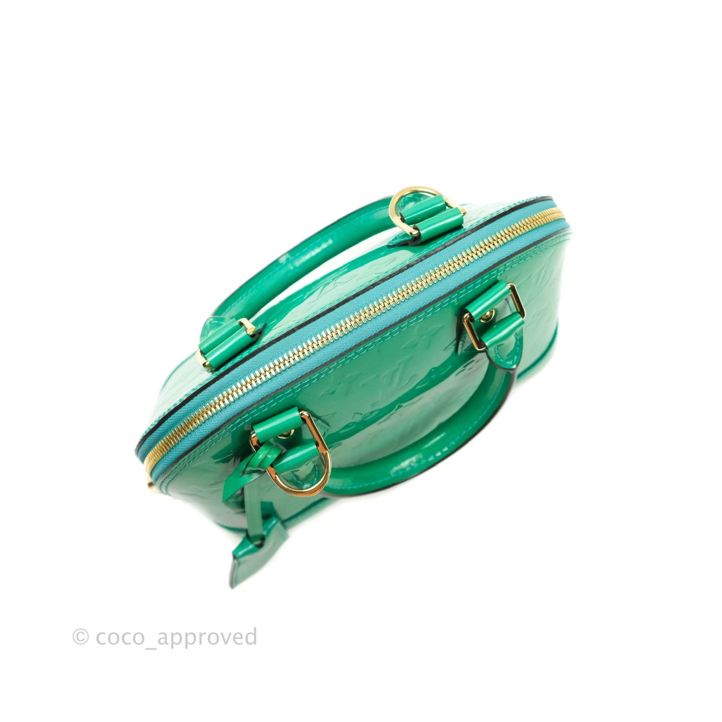 Louis Vuitton Alma BB Monogram Green Patent Gold Hardware