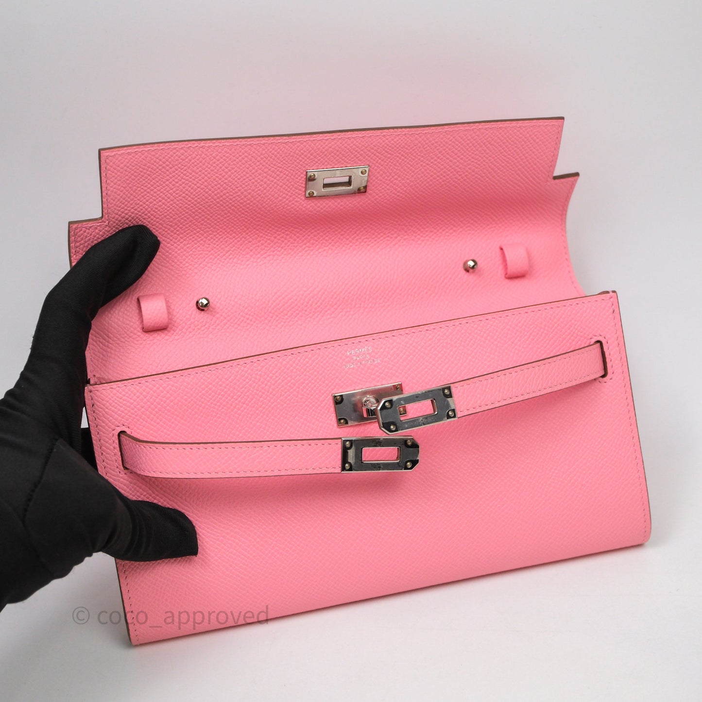 Hermès Kelly To Go Wallet Rose Confetti Epsom Palladium Hardware