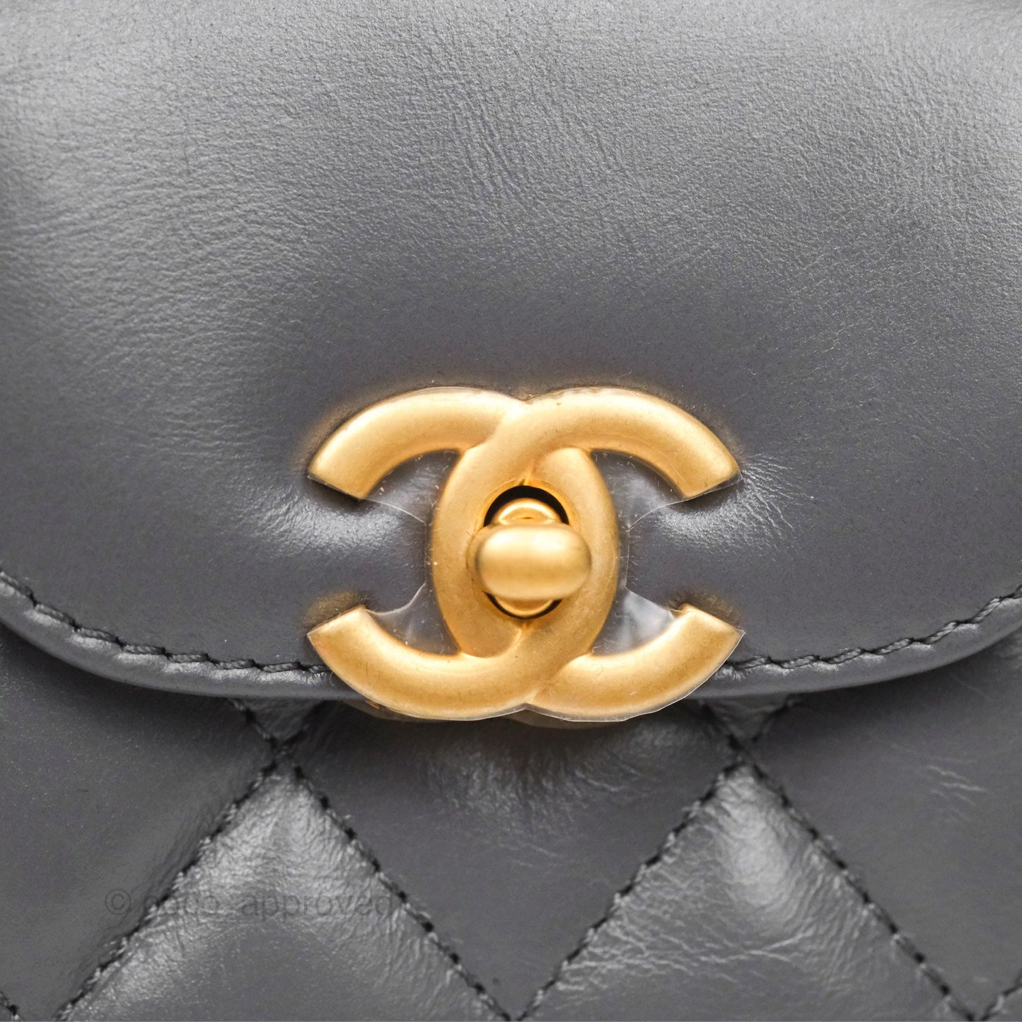Chanel Kelly Bag Quilted Grey Shiny Calfskin Aged Gold Hardware