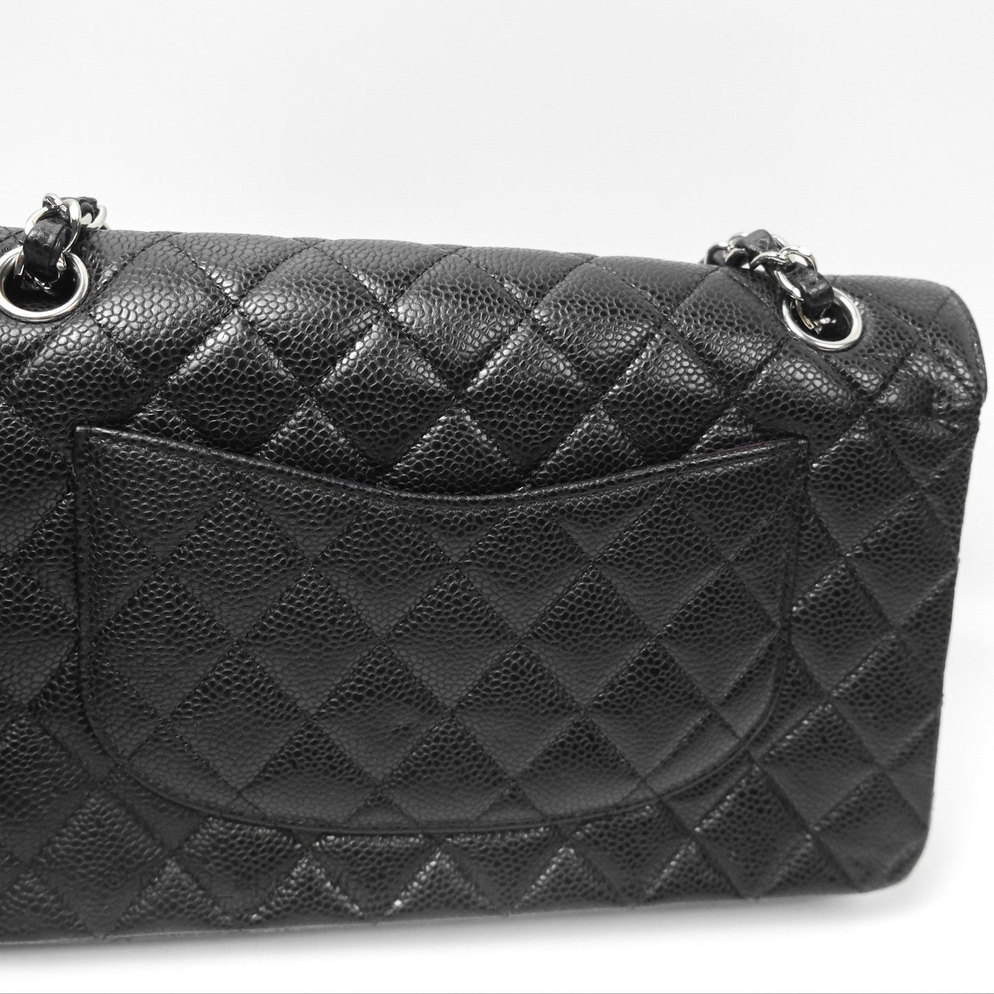 Chanel Classic M/L Medium Flap Quilted Black Caviar Silver Hardware