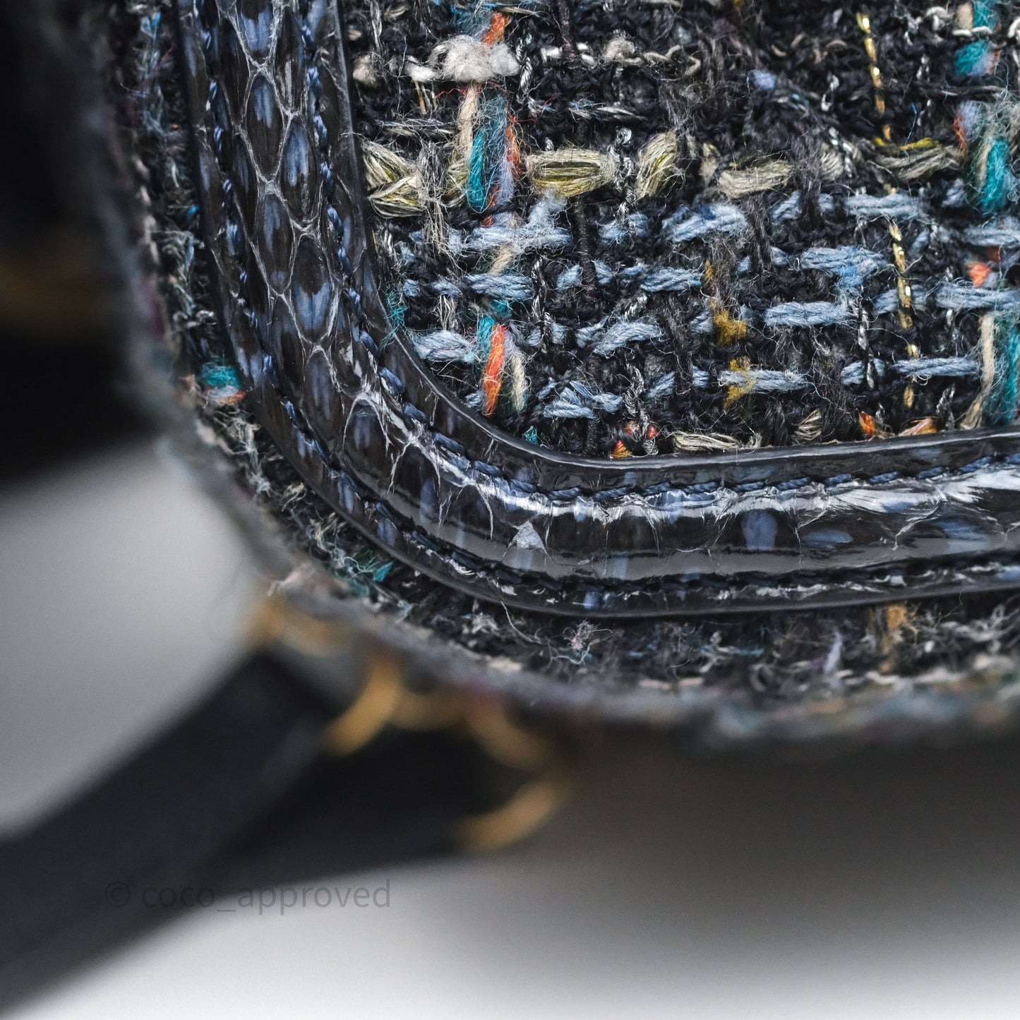 Chanel Medium CC Filigree Vanity Case Navy Tweed Python