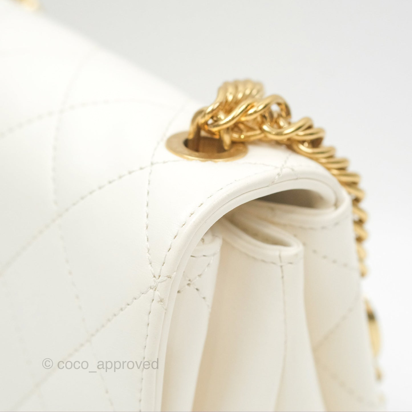 Chanel Mini Flap Bag with Enamel Charm Chain White Lambskin Gold Hardware