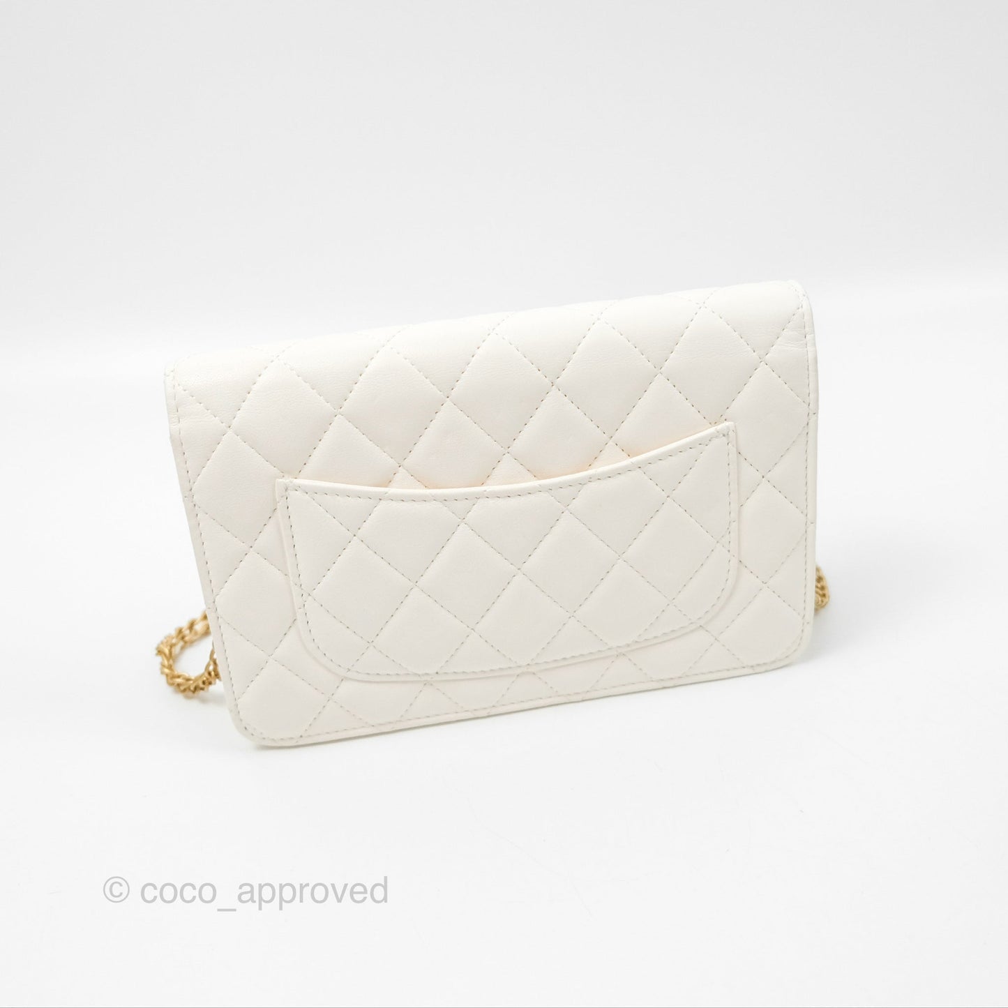 Chanel Quilted WOC White Lambskin Gold Hardware With Charms
