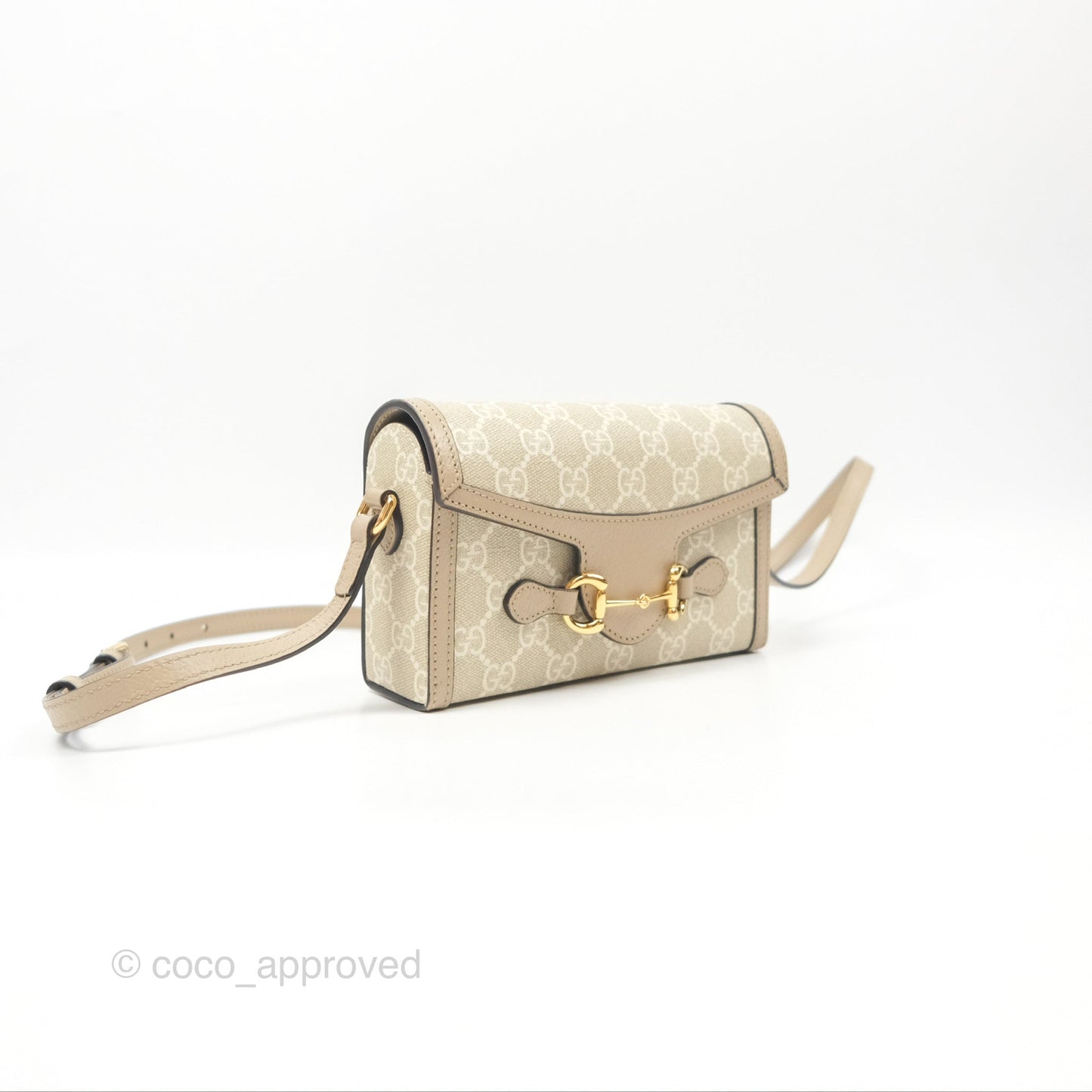 Gucci Horsebit 1955 Mini Bag Beige/White GG Supreme Canvas
