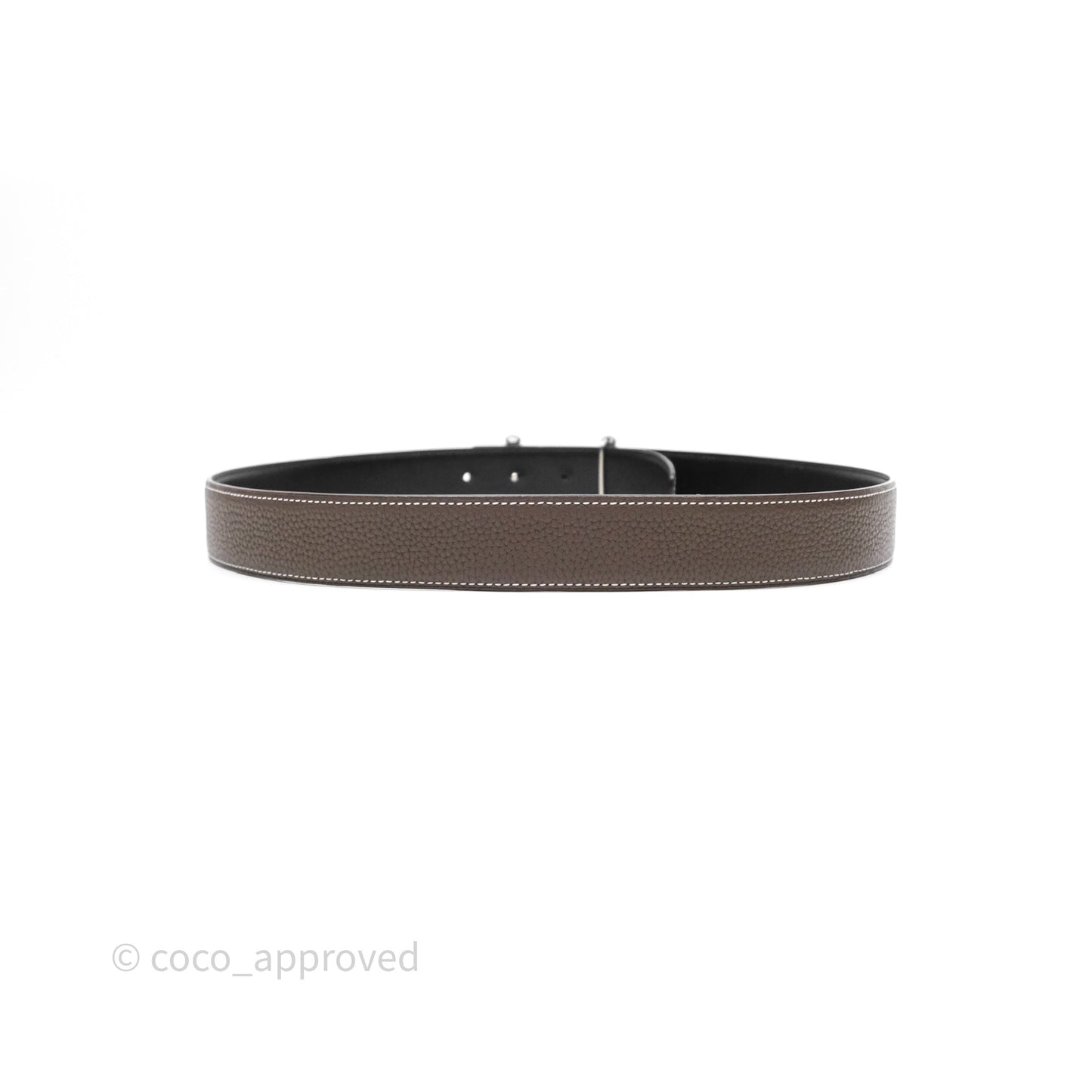 Hermès H Belt Buckle & Reversible Strap 32mm Etoupe/ Noir Palladium Hardware