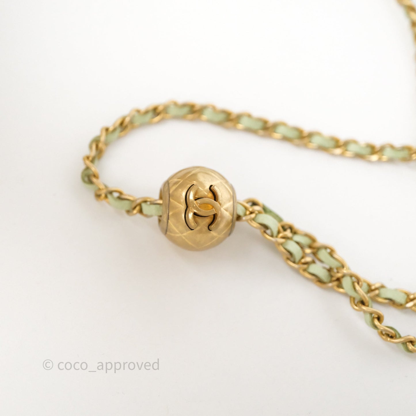 Chanel Pearl Crush Mini Clutch Belt Bag Green Lambskin Aged Gold Hardware