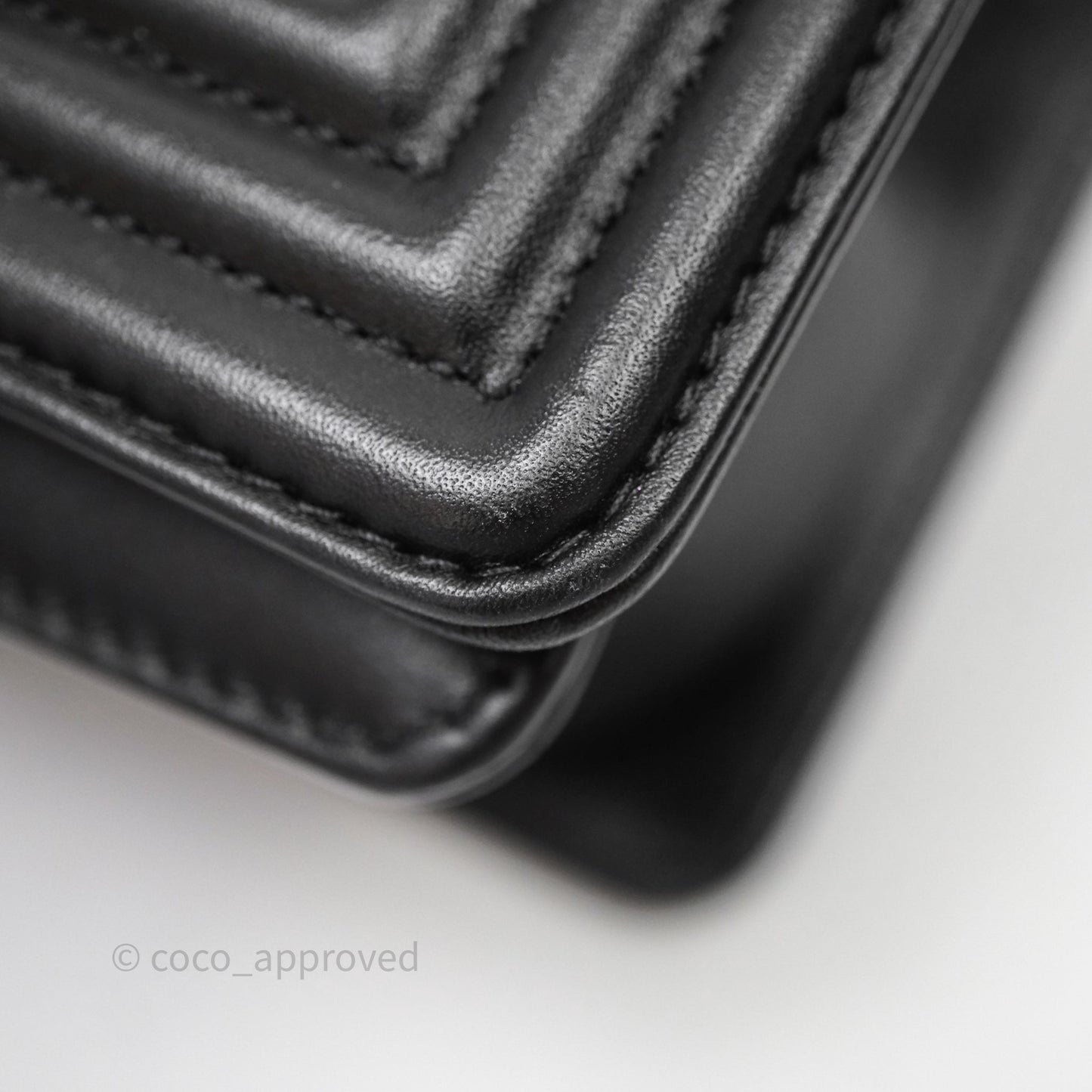 Chanel Small Boy Chevron Black Lambskin Silver Hardware