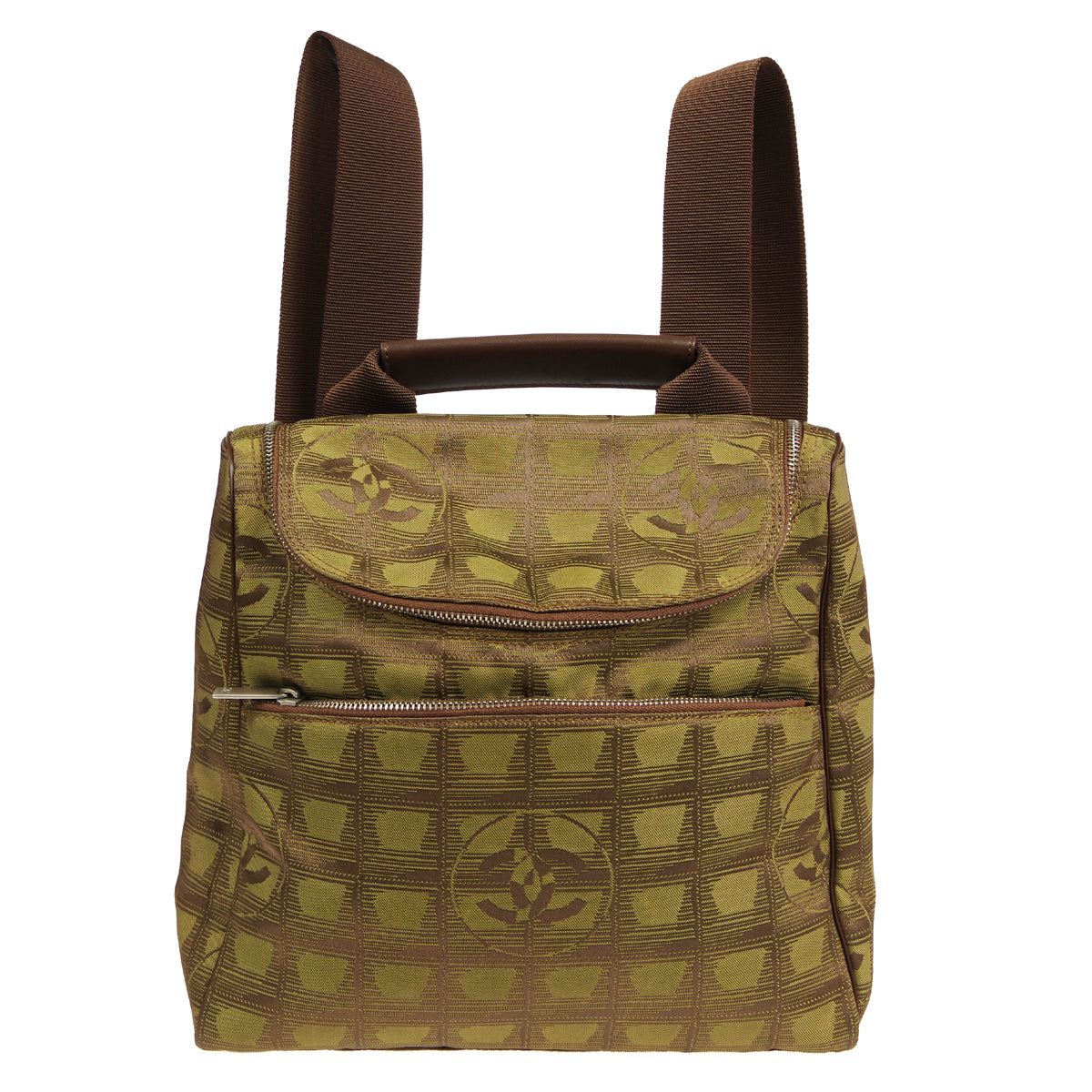 Luxury Chanel 2001-2003 New Travel Line Backpack Brown Jacquard