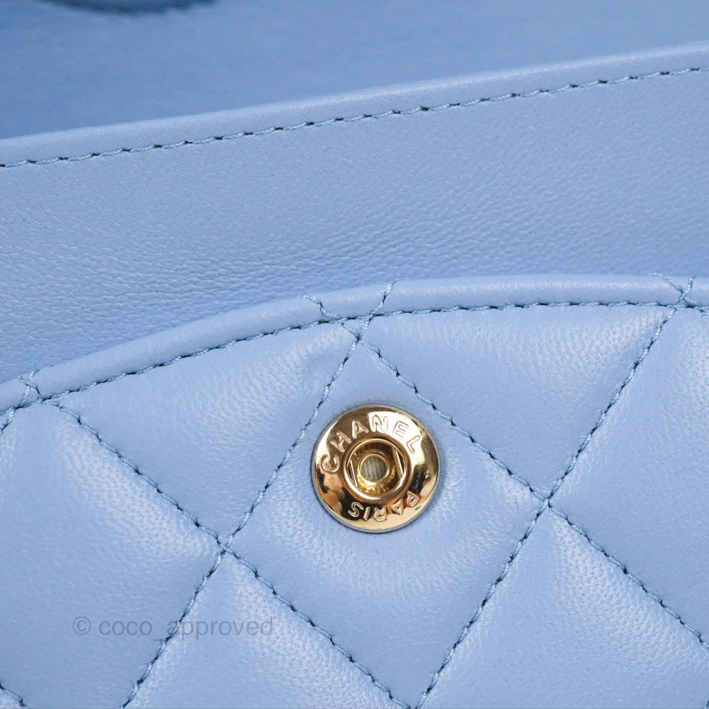 Chanel Small Classic Quilted Flap Blue Sky Lambskin Gold Hardware 21C