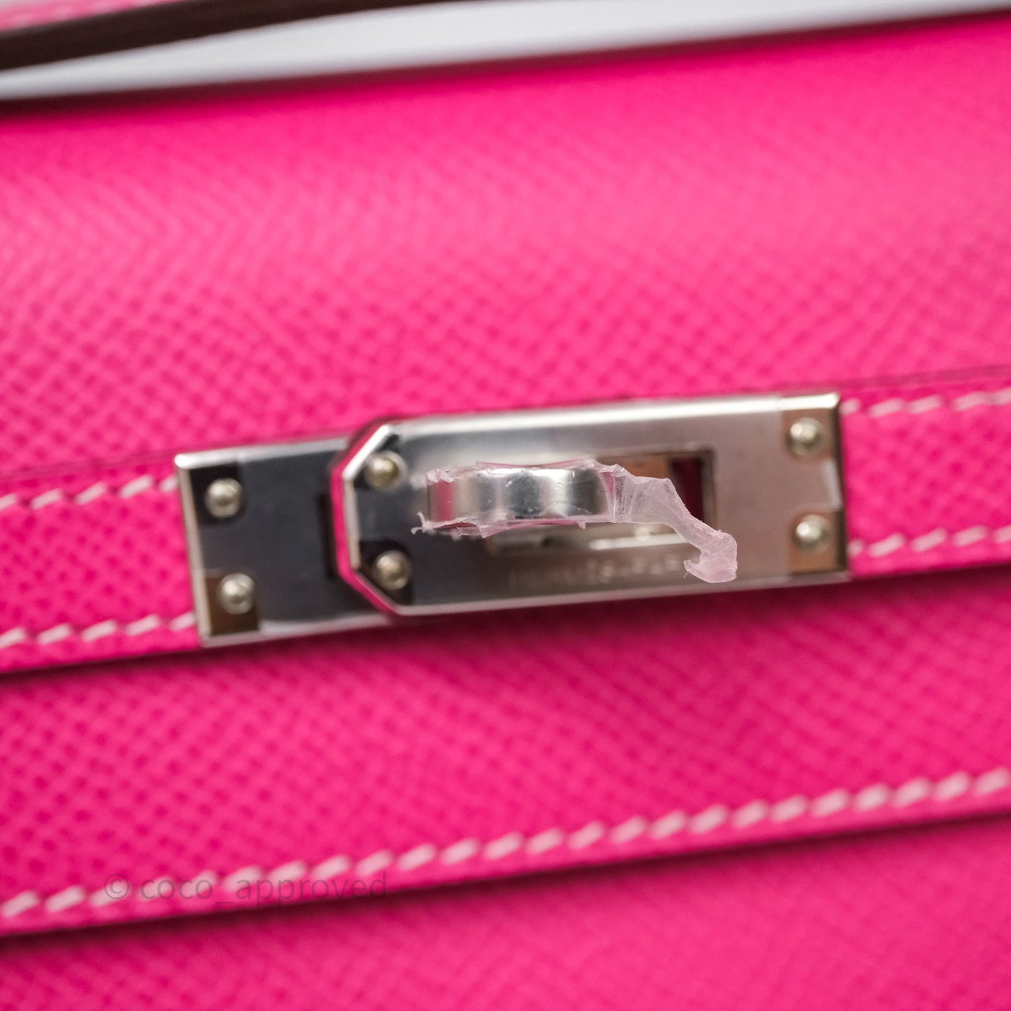 Hermès Kelly Pochette Clutch Rose Tyrien Epsom Palladium Hardware