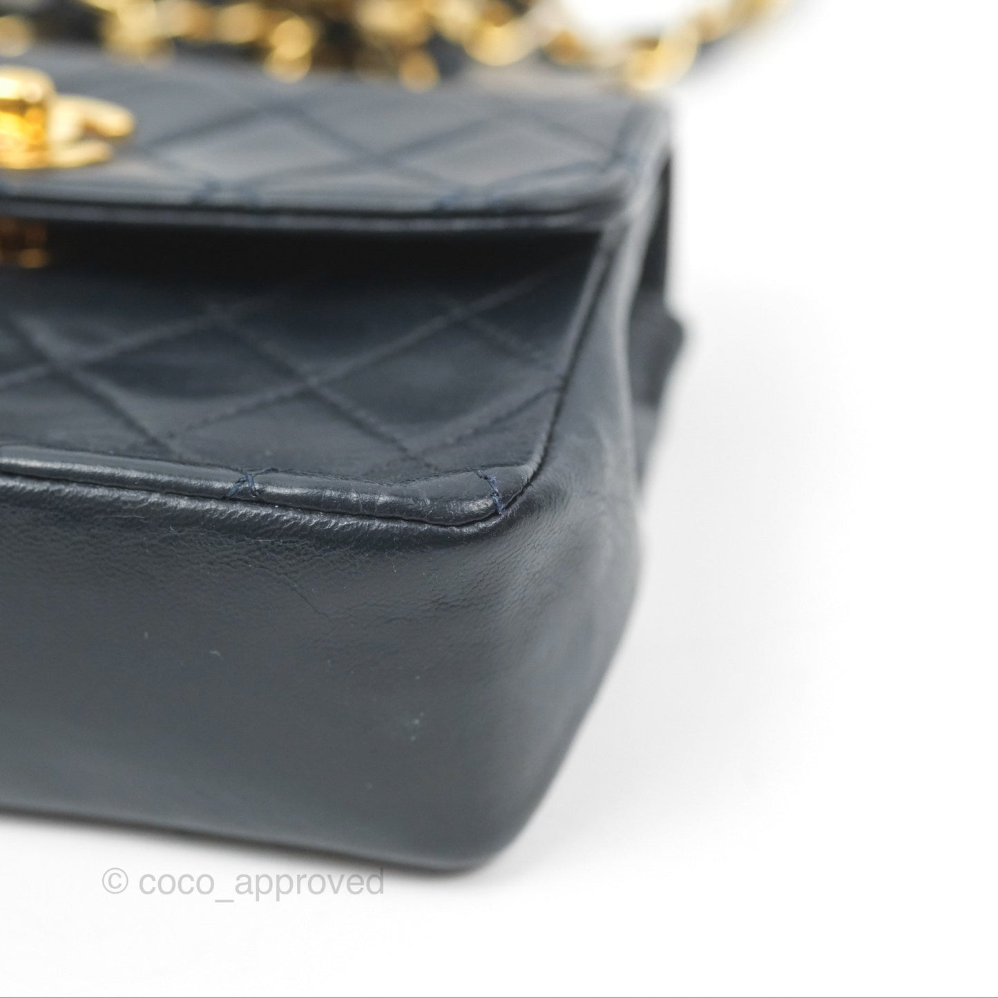 Chanel Mini Dark Navy Lambskin Flap Shoulder Bag 24K Gold Hardware
