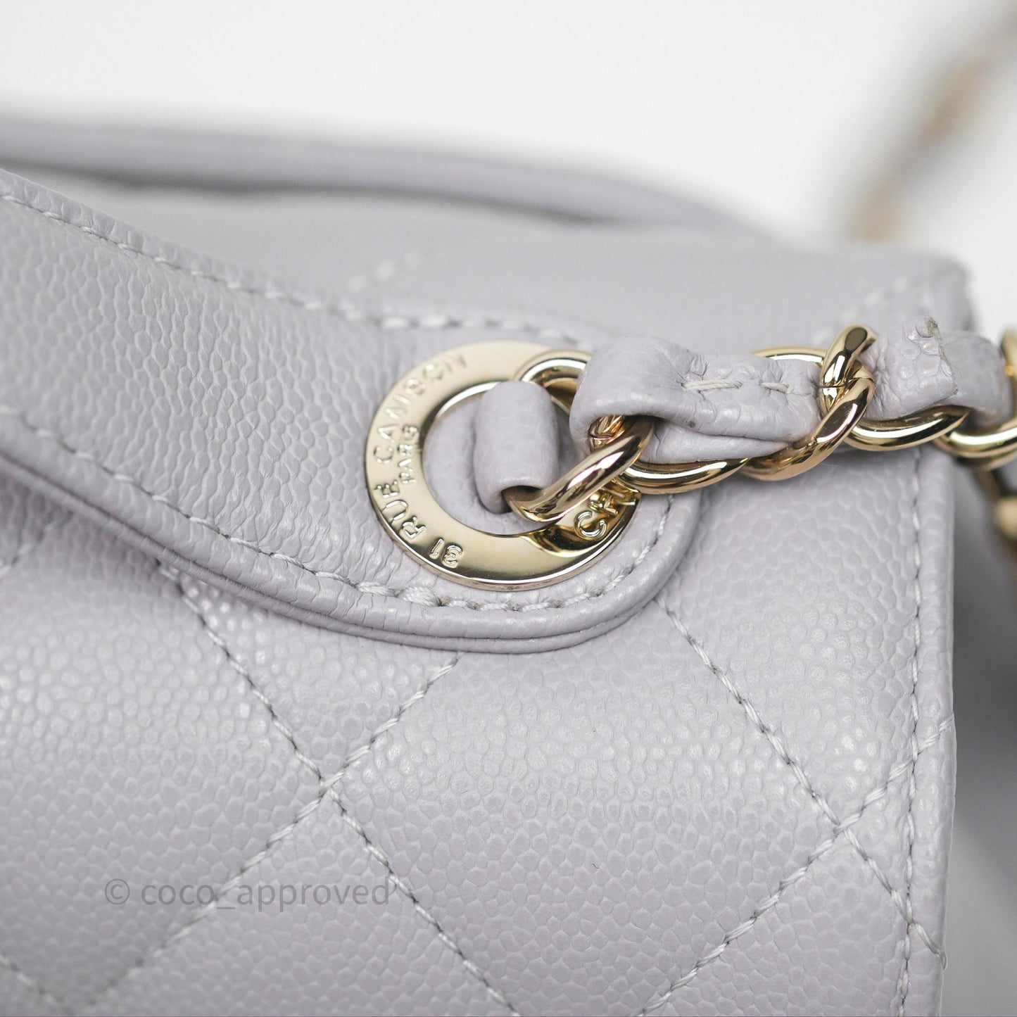 Chanel Quilted Medium Business Affinity Flap Light Grey Caviar Gold Hardware