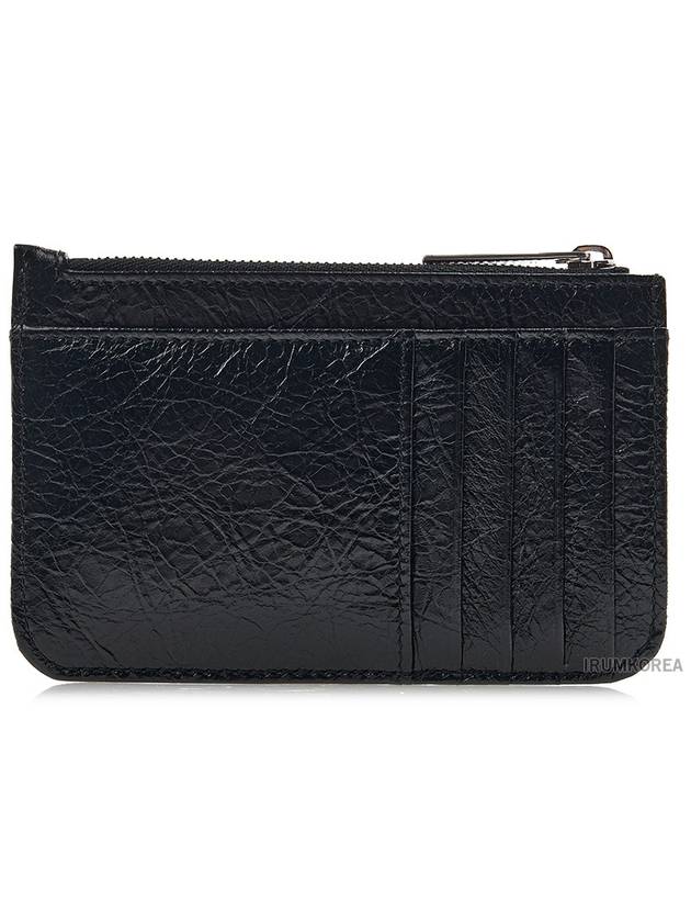Luxury Balenciaga BB Logo Zipper Card Wallet Black