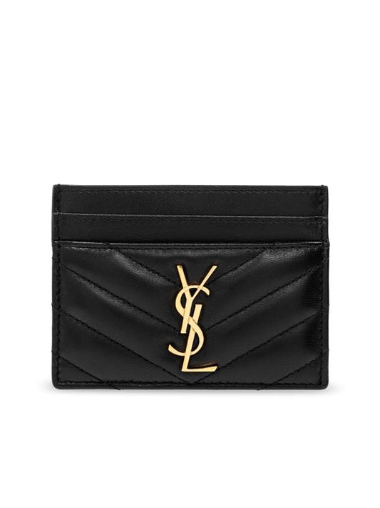 Luxury Saint Laurent Cassandre Matelasse Lambskin Card Wallet Black