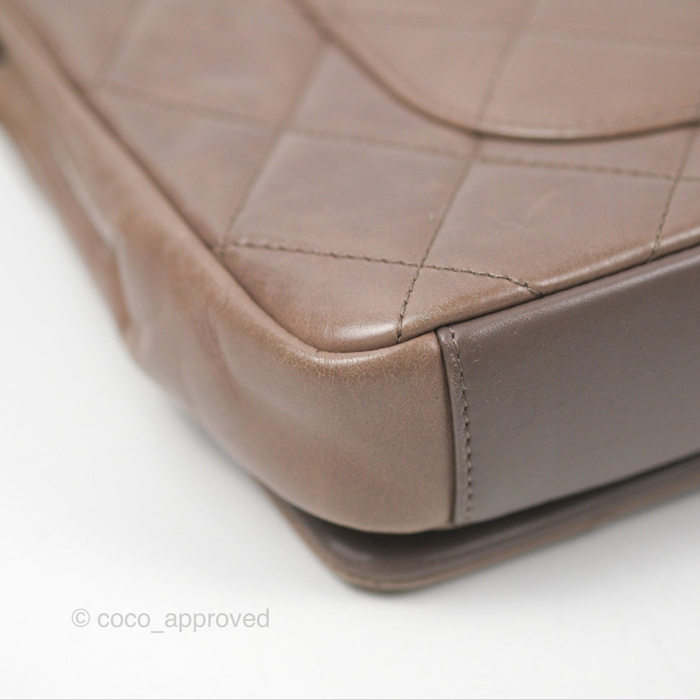 Chanel Gold Bar Single Flap Dark Grey Glazed Calfskin Gold Hardware