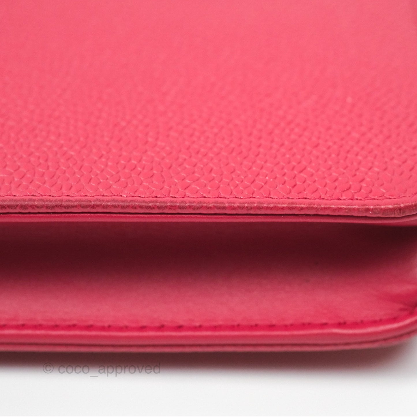 Chanel CC Wallet On Chain WOC Dark Pink Caviar Silver Hardware