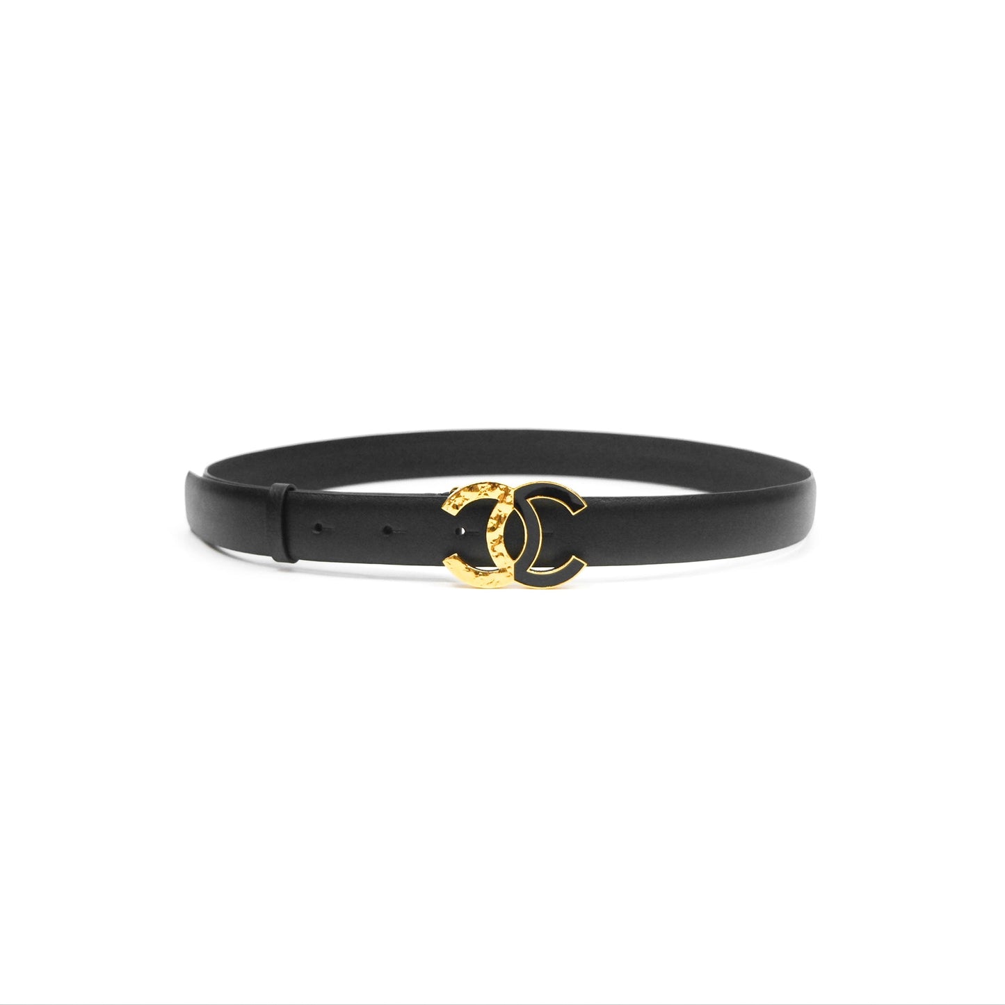 Chanel CC Belt Black Gold Hardware Size 75 24C