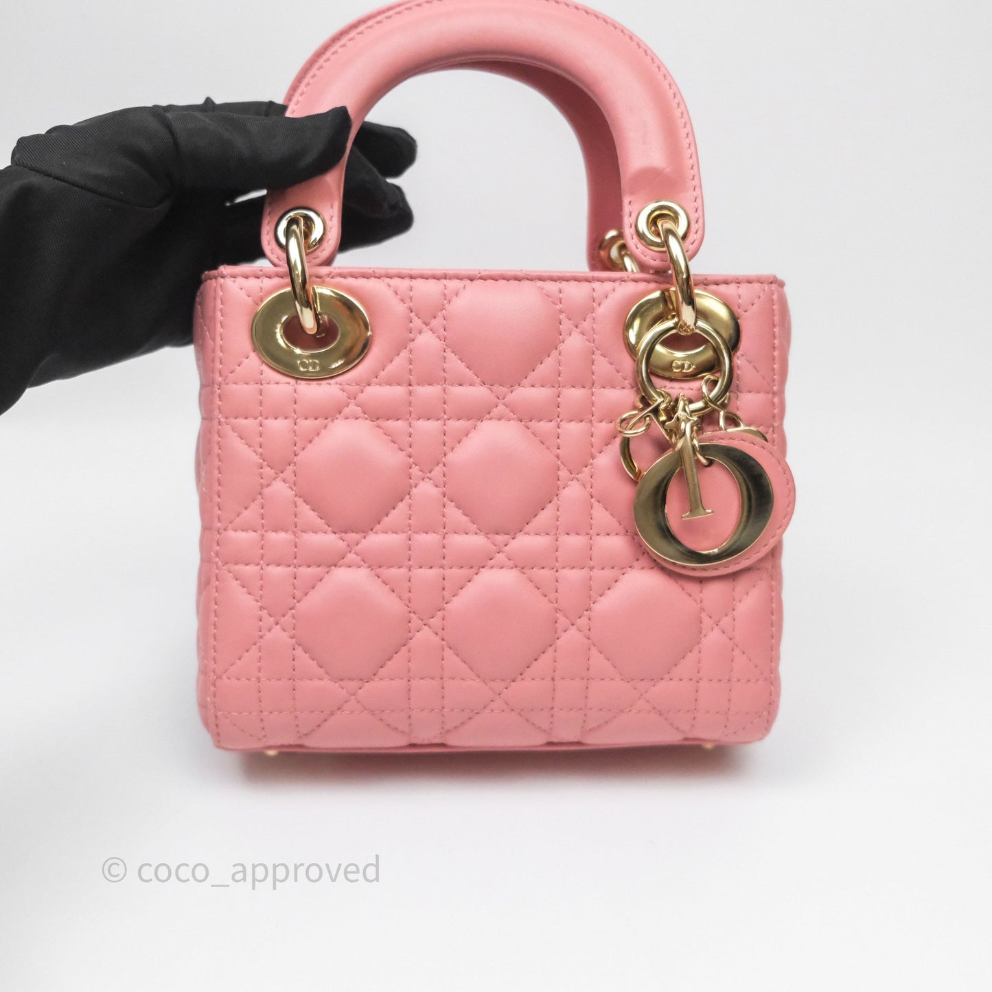 Christian Dior Mini Lady Dior My ABCDior Bag Pink Cannage Lambskin Gold Haardware