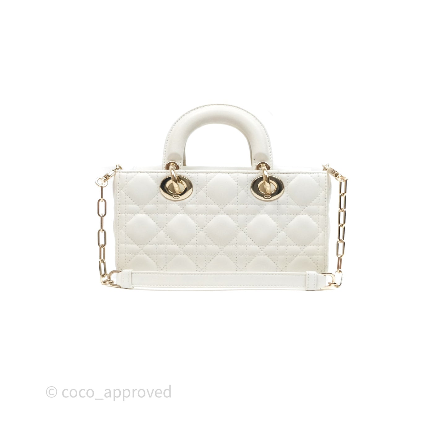 Dior Small Lady D-Joy Bag Ivory White Lambskin Cannage Gold Hardware